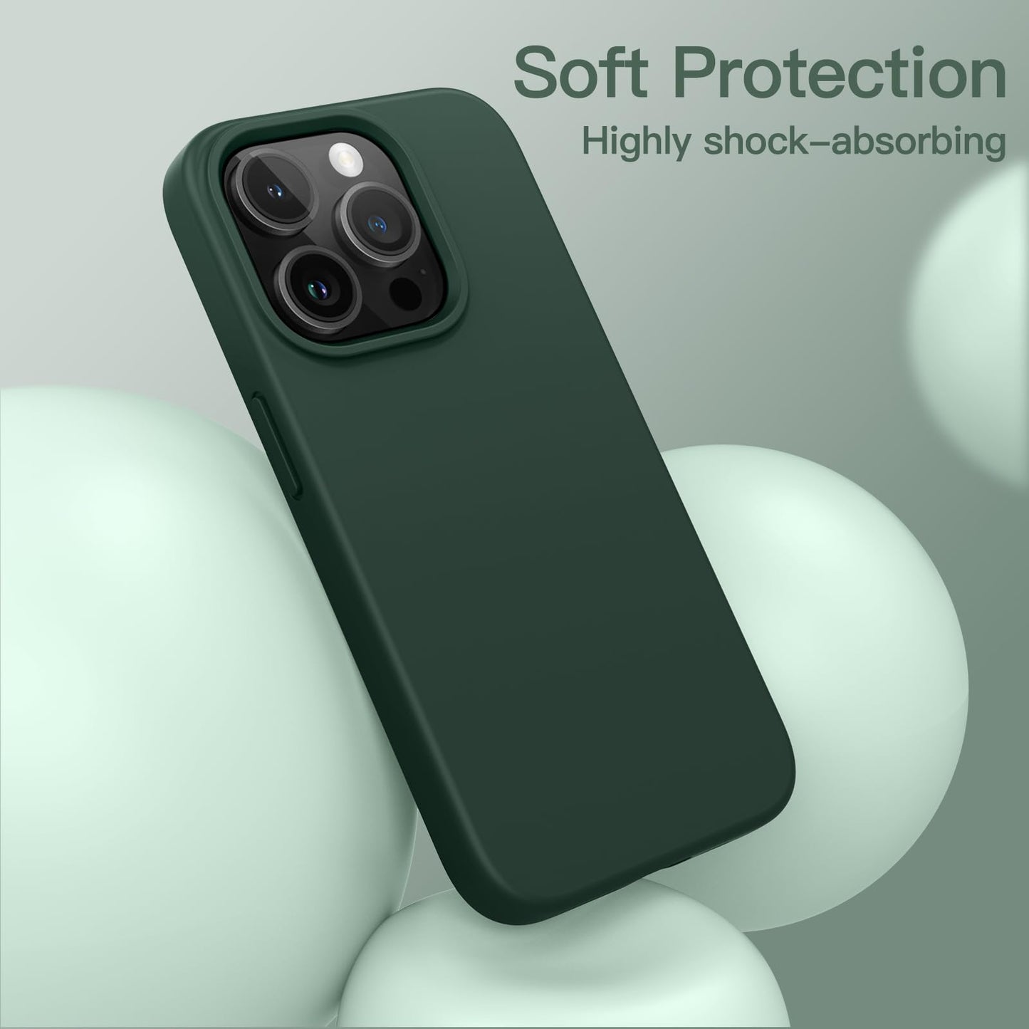 Funda Silicona para iPhone 15 Pro MAX 6.7 Pulgadas, Protectora de Cuerpo Completo con Tacto Suave y Sedoso, Antigolpes Carcasa (Negro)
