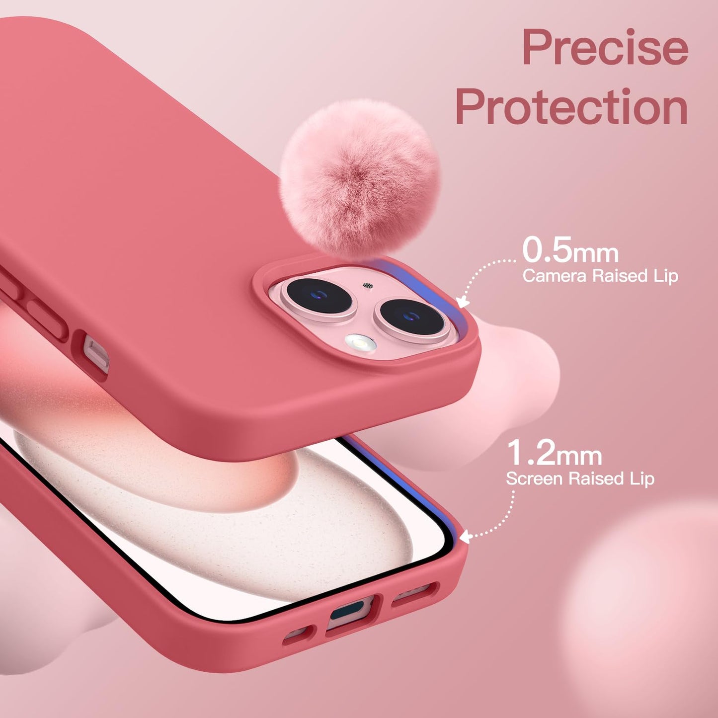Funda Silicona para iPhone 15 6.1 Pulgadas, Protectora de Cuerpo Completo con Tacto Suave y Sedoso, Antigolpes Carcasa (Negro)