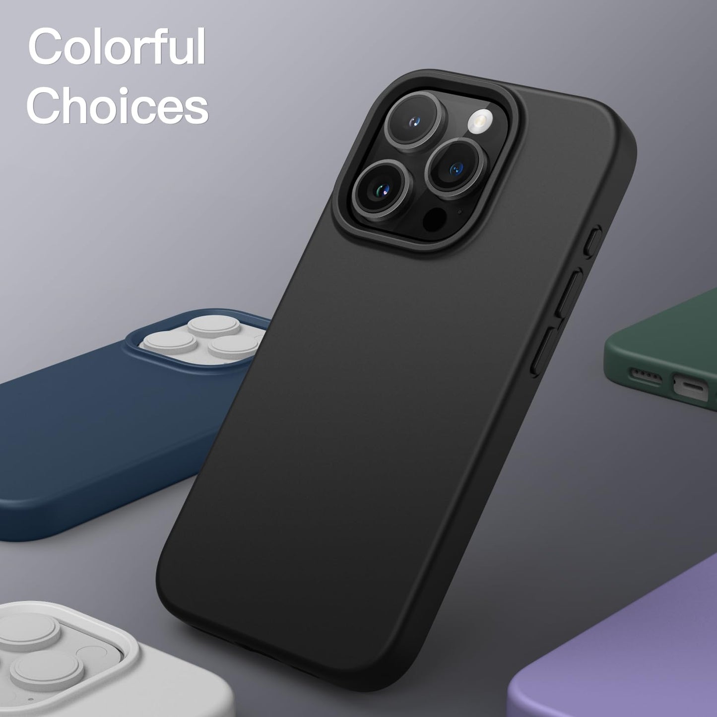 Funda Silicona para iPhone 15 Pro MAX 6.7 Pulgadas, Protectora de Cuerpo Completo con Tacto Suave y Sedoso, Antigolpes Carcasa (Negro)