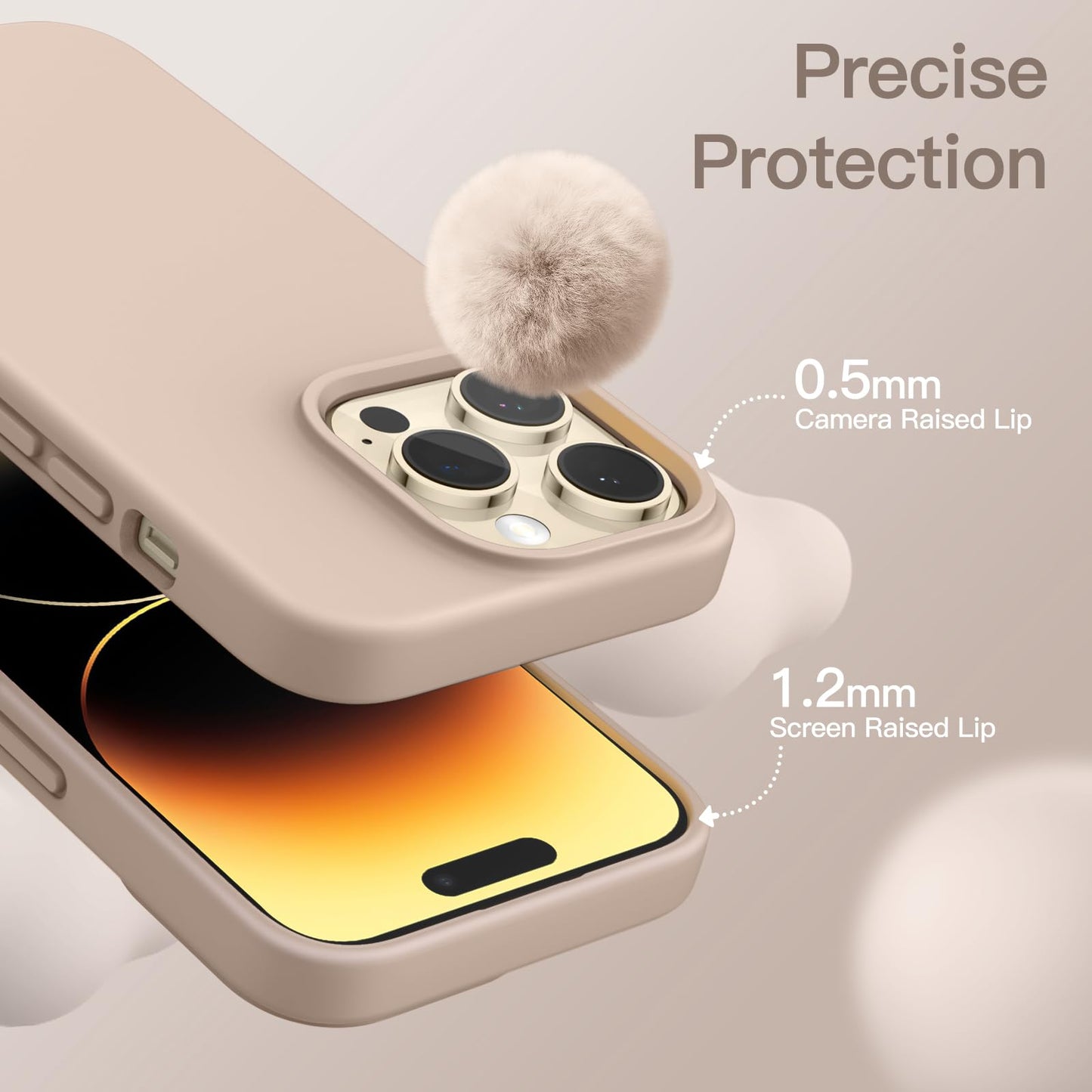 Funda Silicona para iPhone 14 Pro 6.1 Pulgadas, Protectora de Cuerpo Completo con Tacto Suave y Sedoso, Antigolpes Carcasa con Forro de Microfibra (Negro)