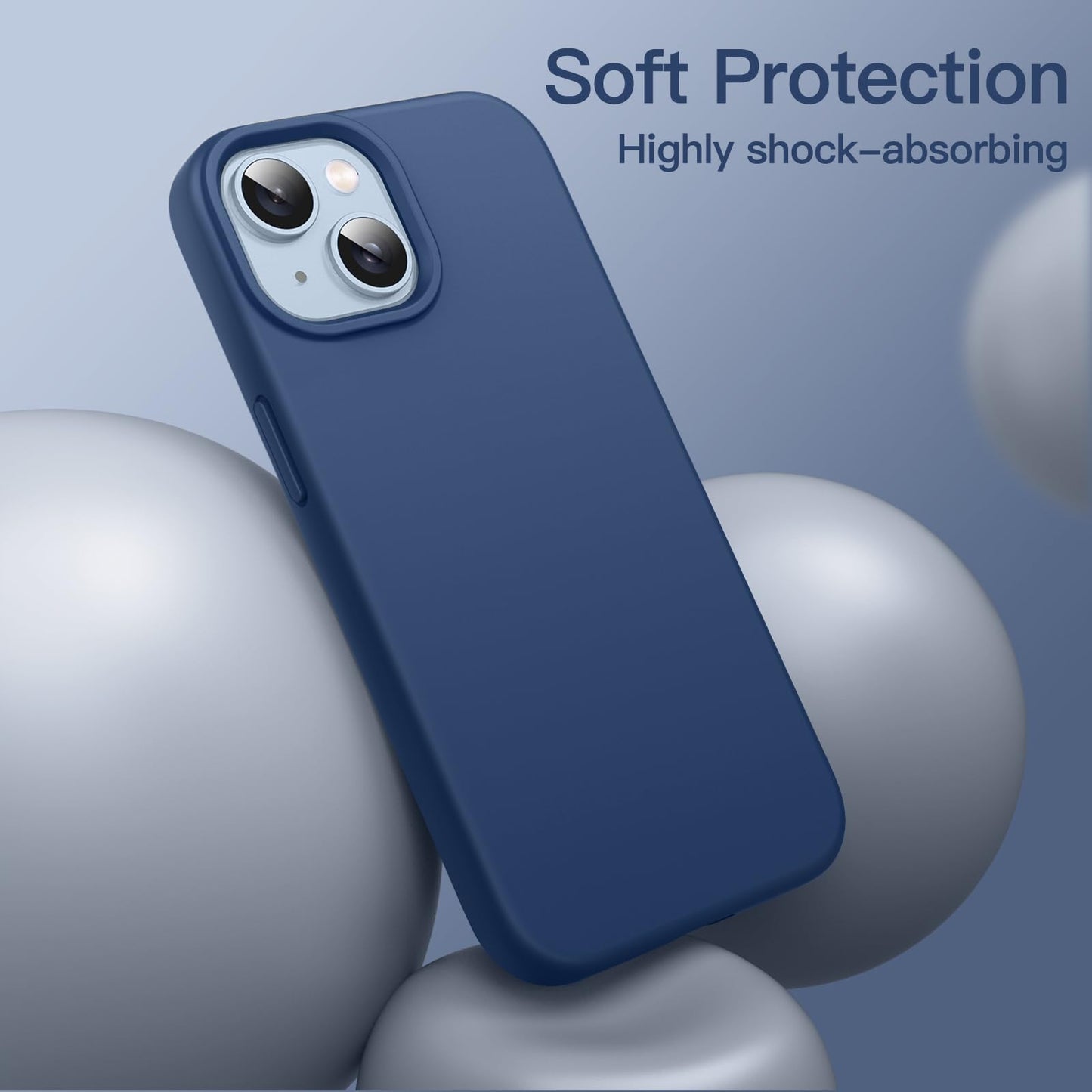 Funda Silicona para iPhone 14 6,1 Pulgadas, Protectora de Cuerpo Completo con Tacto Suave y Sedoso, Antigolpes Carcasa con Forro de Microfibra (Negro)