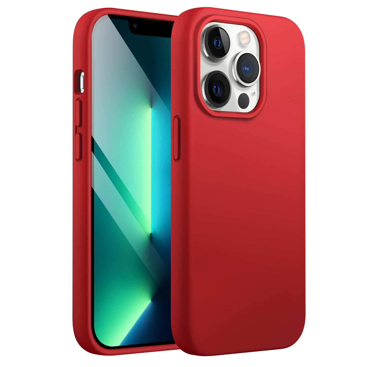 Funda Silicona para iPhone 13 Pro 6,1 Pulgadas, Protectora de Cuerpo Completo con Tacto Suave y Sedoso, Antigolpes Carcasa con Forro de Microfibra (Negro)