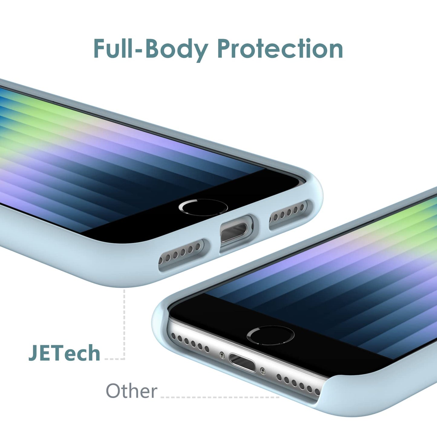 Funda de Silicona para iPhone SE 2022/2020 4,7 Pulgadas, Carcasa Protectora con Tacto Suave y Sedoso, Cubierta a Prueba de Golpes con Forro de Microfibra (Negro)