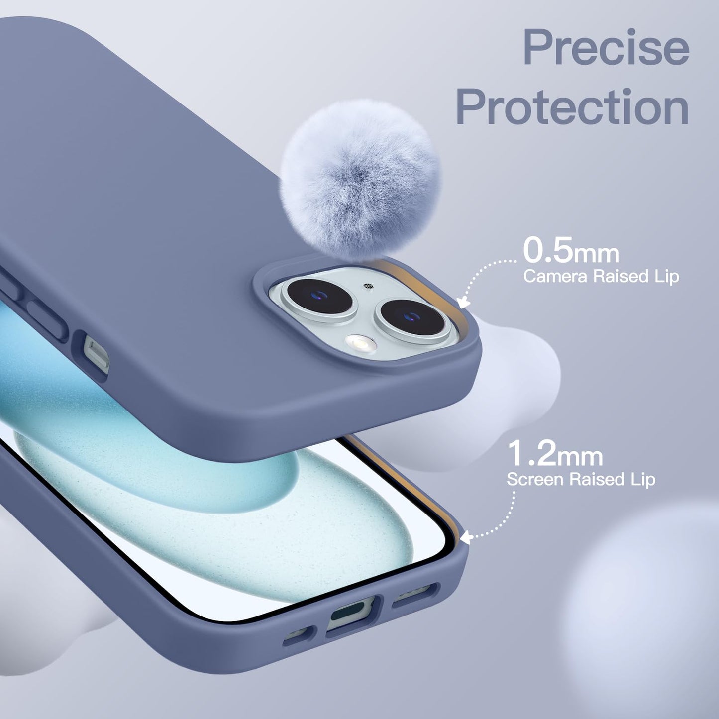 Funda Silicona para iPhone 15 6.1 Pulgadas, Protectora de Cuerpo Completo con Tacto Suave y Sedoso, Antigolpes Carcasa (Negro)