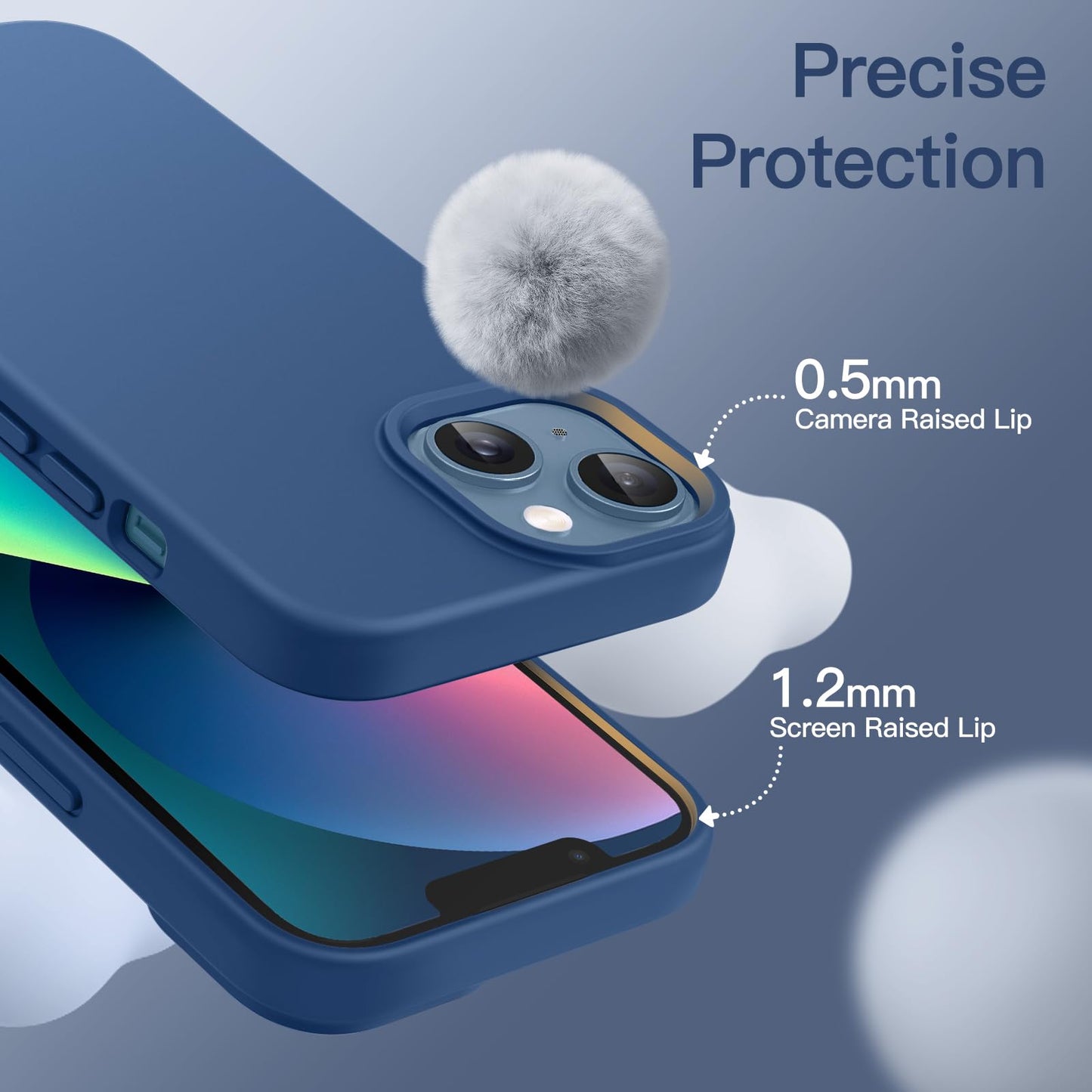 Funda Silicona para iPhone 13 6,1 Pulgadas, Protectora de Cuerpo Completo con Tacto Suave y Sedoso, Antigolpes Carcasa con Forro de Microfibra (Negro)
