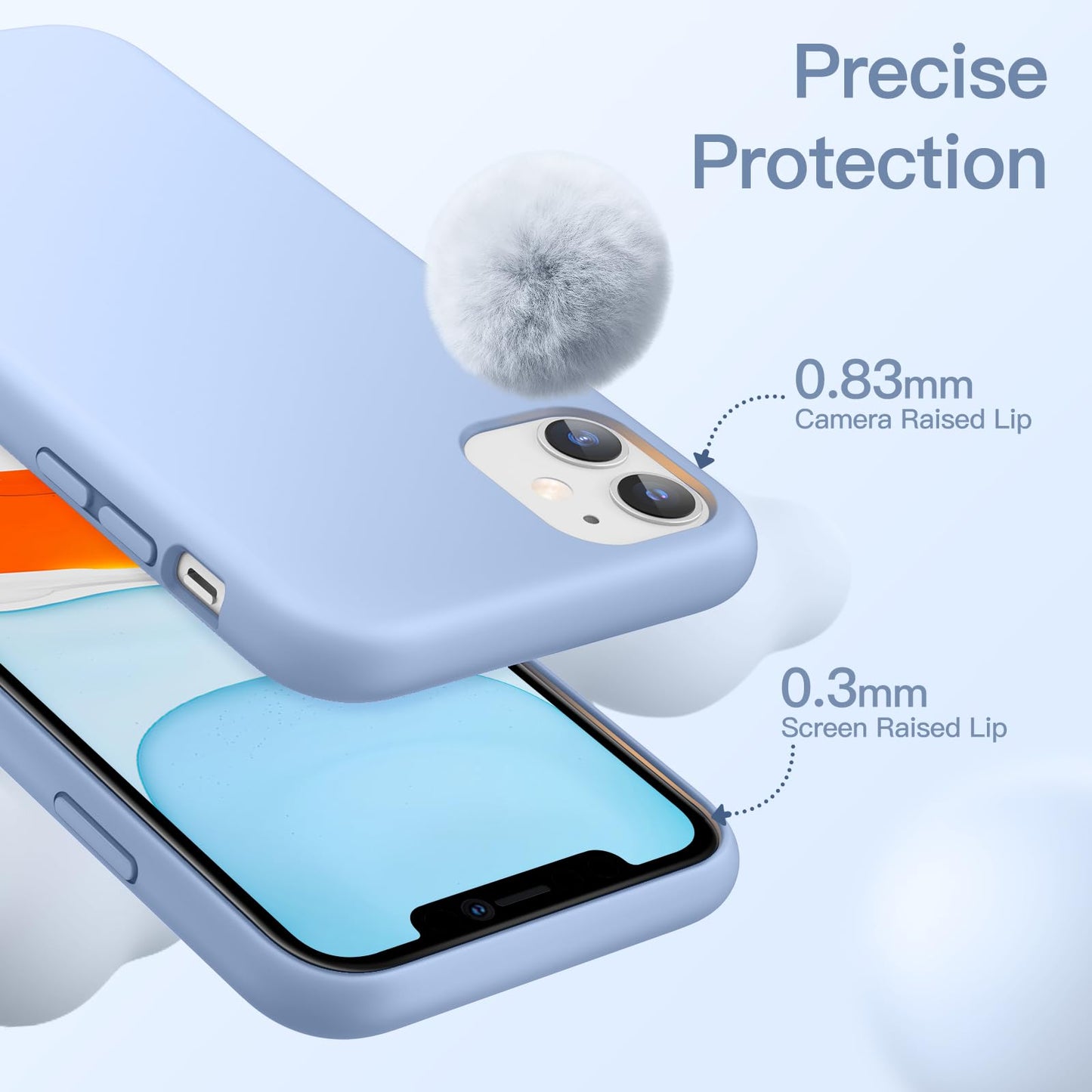 Funda de Silicona para iPhone 11 6.1 Pulgadas, Sedoso-Tacto Suave, Carcasa de Cubierta a Prueba de Golpes con Forro de Microfibra (Azul Claro)