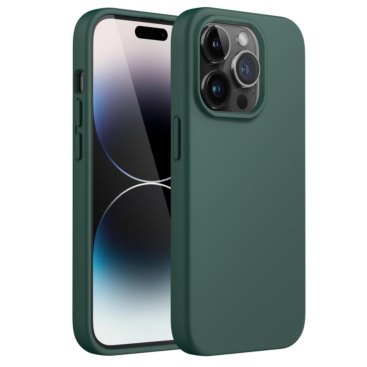 Funda Silicona para iPhone 14 Pro 6.1 Pulgadas, Protectora de Cuerpo Completo con Tacto Suave y Sedoso, Antigolpes Carcasa con Forro de Microfibra (Negro)