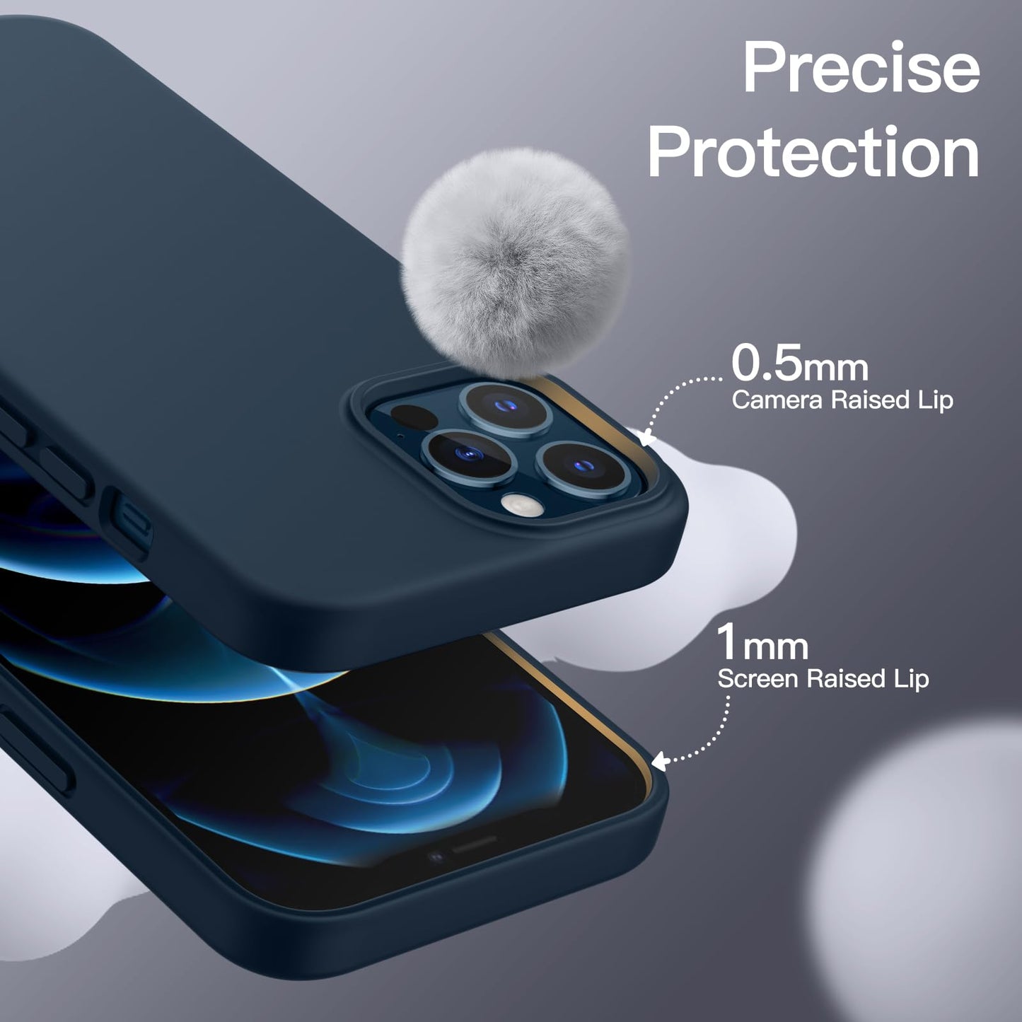 Funda Silicona para iPhone 12 Pro MAX 6.7 Pulgadas, Protectora de Cuerpo Completo con Tacto Suave y Sedoso, Antigolpes Carcasa con Forro de Microfibra (Negro)