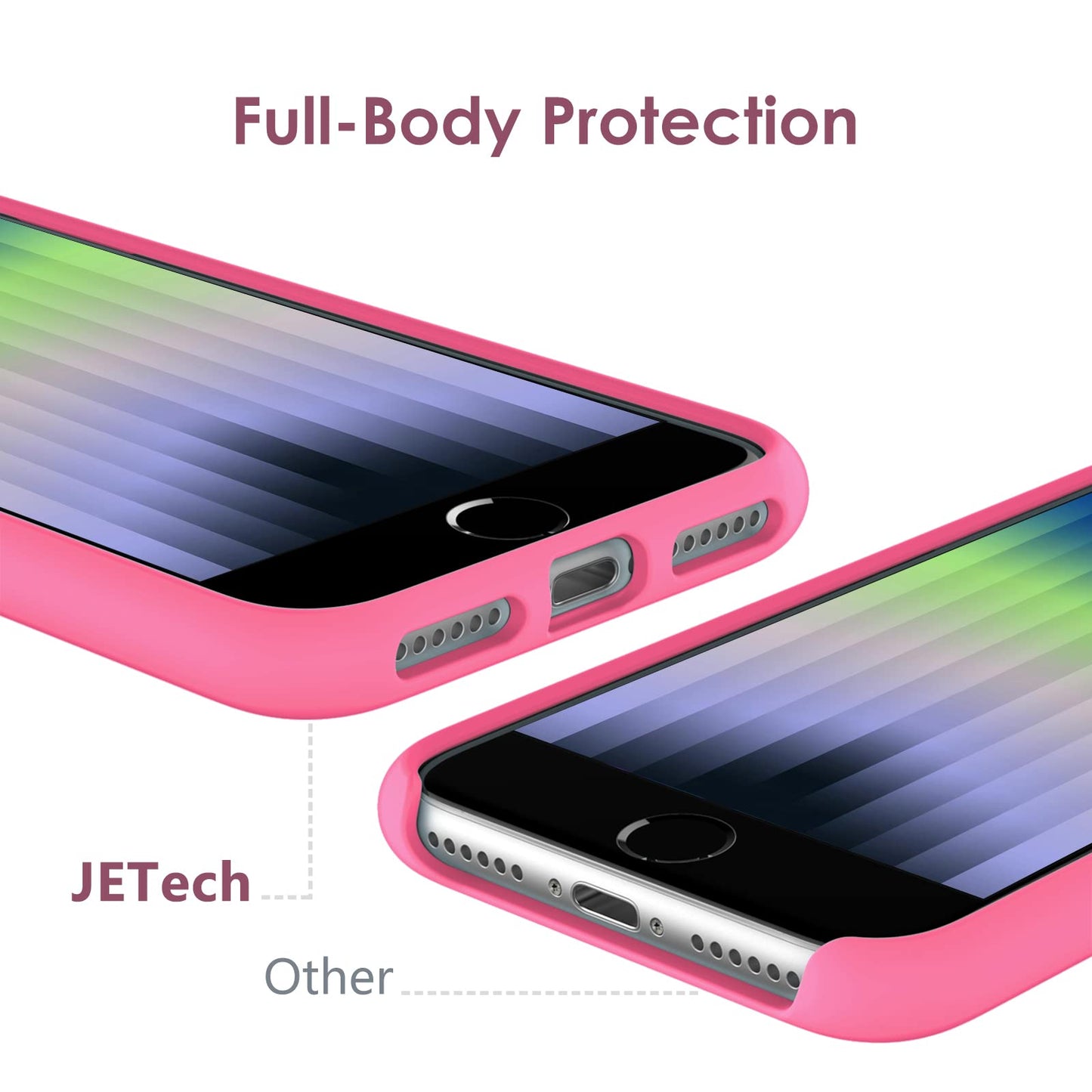 Funda de Silicona para iPhone SE 2022/2020 4,7 Pulgadas, Carcasa Protectora con Tacto Suave y Sedoso, Cubierta a Prueba de Golpes con Forro de Microfibra (Negro)