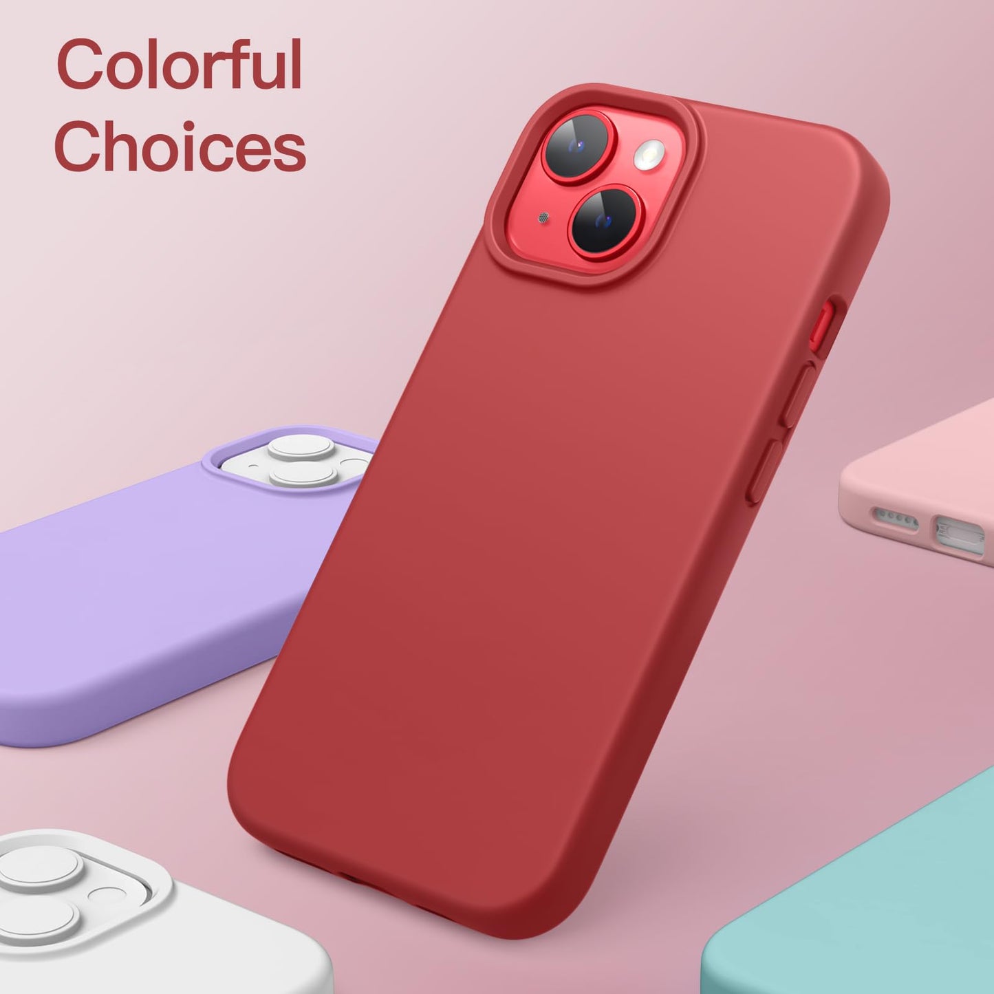 Funda Silicona para iPhone 14 6,1 Pulgadas, Protectora de Cuerpo Completo con Tacto Suave y Sedoso, Antigolpes Carcasa con Forro de Microfibra (Negro)