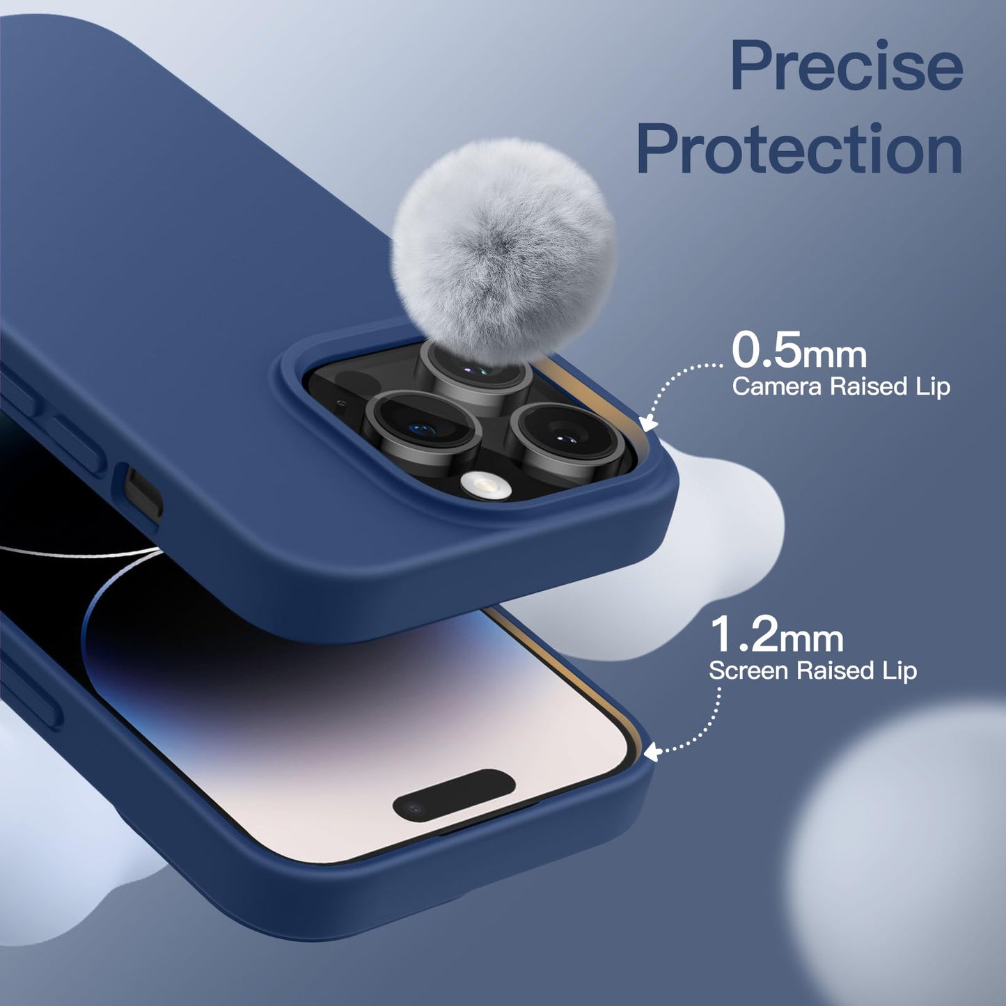 Funda Silicona para iPhone 14 Pro MAX 6.7 Pulgadas, Protectora de Cuerpo Completo con Tacto Suave y Sedoso, Antigolpes Carcasa con Forro de Microfibra (Negro)