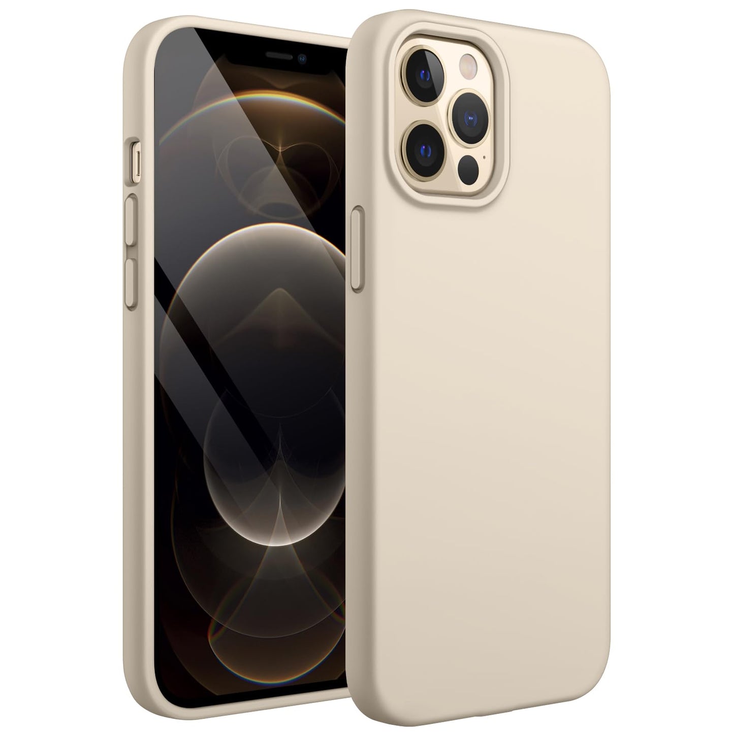 Funda Silicona para iPhone 12 Pro MAX 6.7 Pulgadas, Protectora de Cuerpo Completo con Tacto Suave y Sedoso, Antigolpes Carcasa con Forro de Microfibra (Negro)