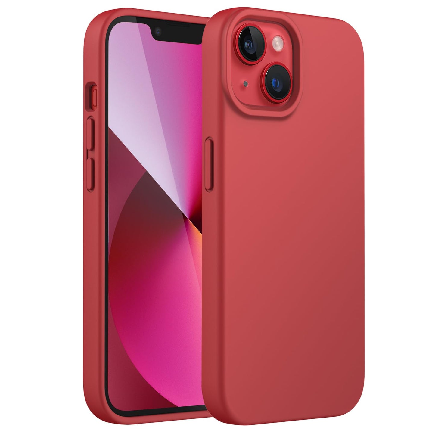 Funda Silicona para iPhone 13 6,1 Pulgadas, Protectora de Cuerpo Completo con Tacto Suave y Sedoso, Antigolpes Carcasa con Forro de Microfibra (Negro)