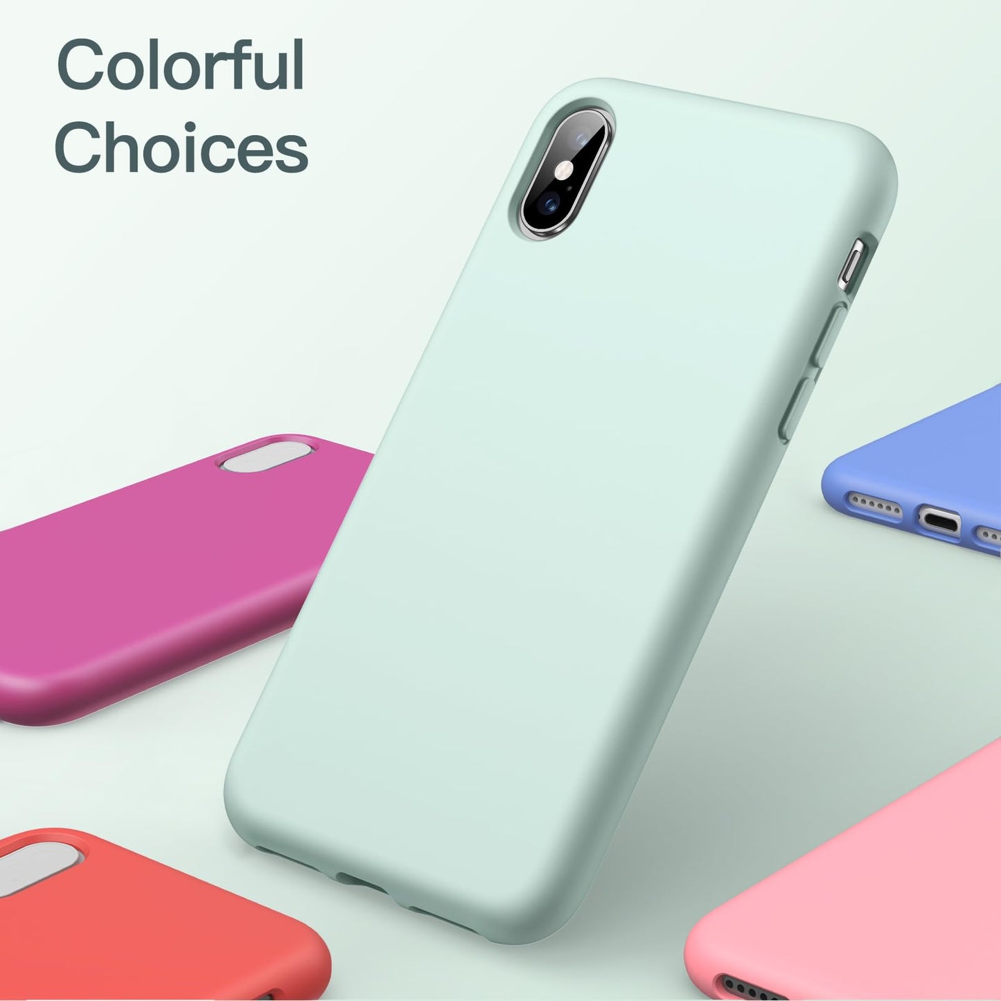 Funda de Silicona para iPhone X, iPhone XS, 5,8", Sedoso-Tacto Suave, Cubierta a Prueba de Golpes con Forro de Microfibra (Negro)