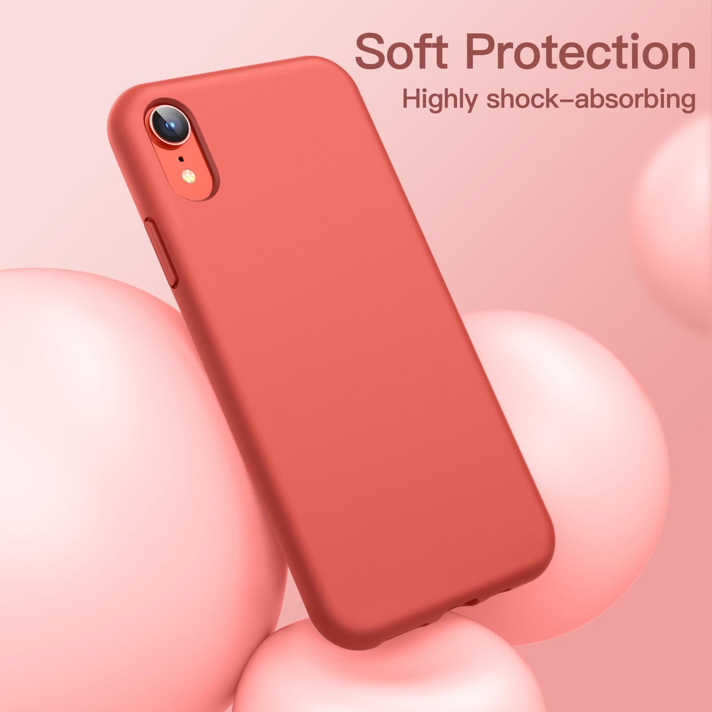Funda de Silicona para iPhone XR, 6,1", Sedoso-Tacto Suave, Cubierta a Prueba de Golpes con Forro de Microfibra (Negro)