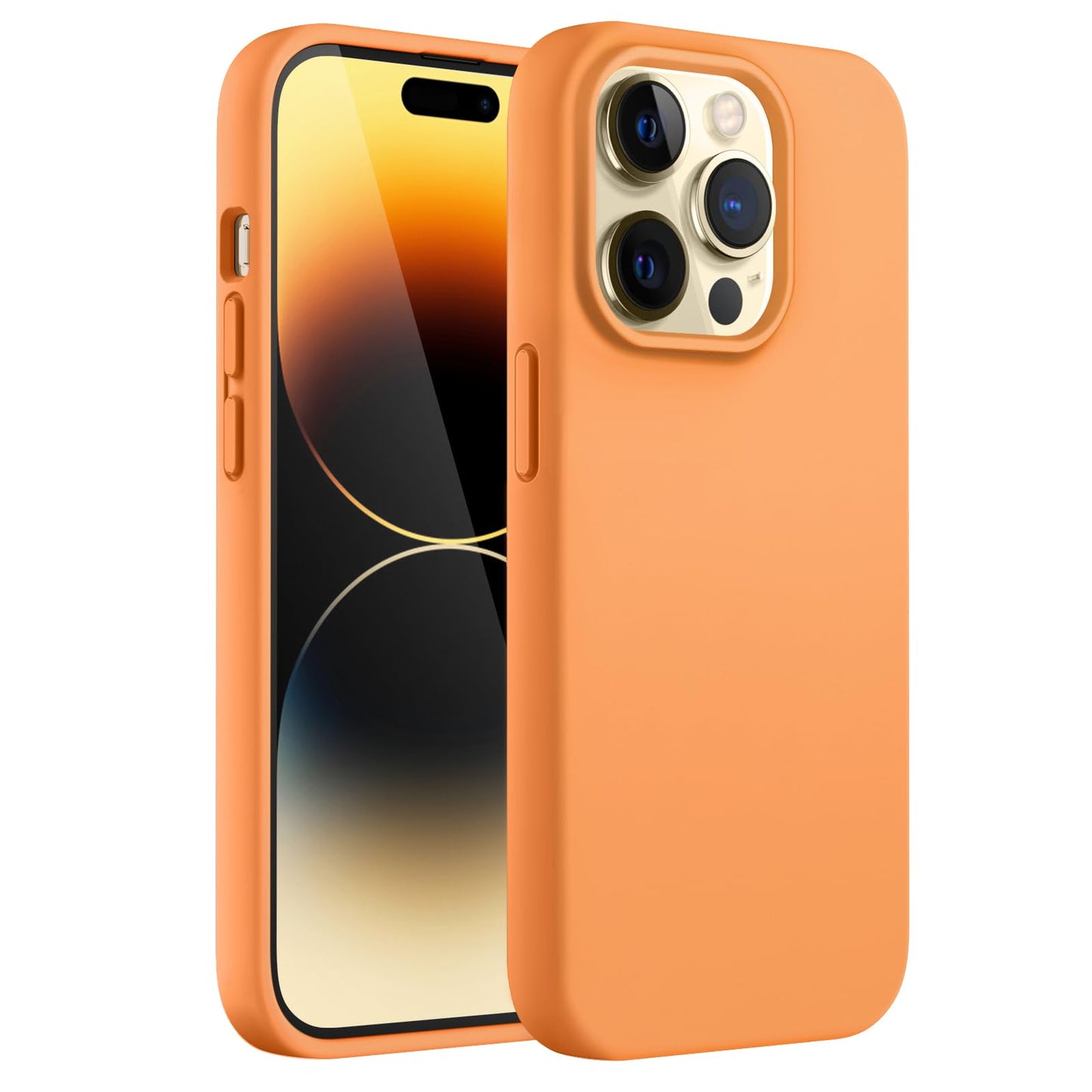 Funda Silicona para iPhone 14 Pro 6.1 Pulgadas, Protectora de Cuerpo Completo con Tacto Suave y Sedoso, Antigolpes Carcasa con Forro de Microfibra (Negro)