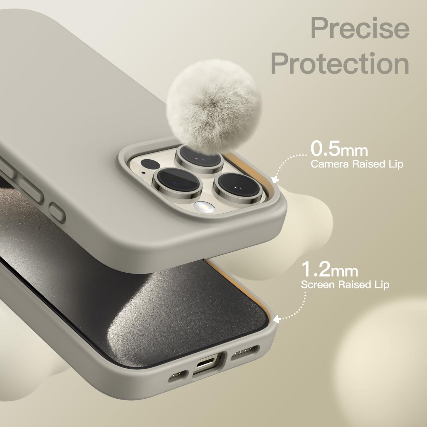 Funda Silicona para iPhone 15 Pro MAX 6.7 Pulgadas, Protectora de Cuerpo Completo con Tacto Suave y Sedoso, Antigolpes Carcasa (Negro)