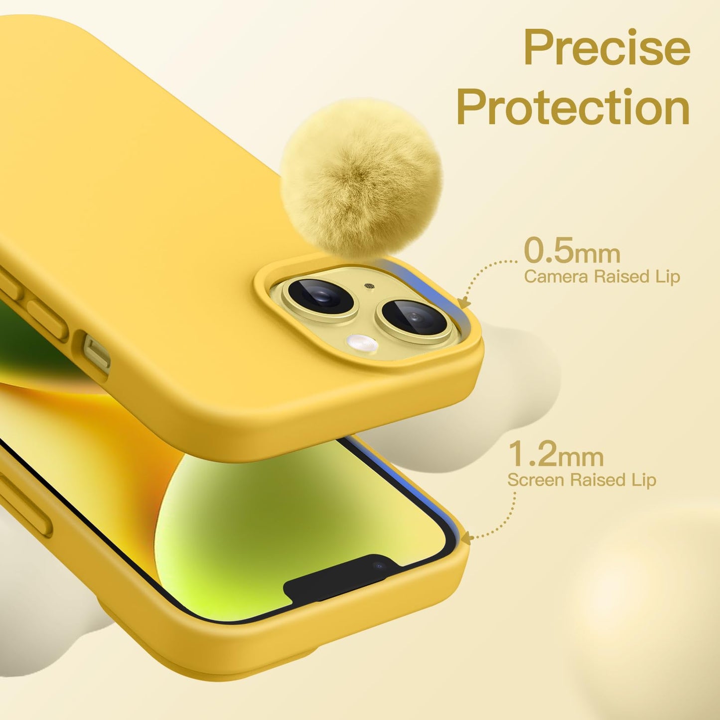 Funda Silicona para iPhone 14 6,1 Pulgadas, Protectora de Cuerpo Completo con Tacto Suave y Sedoso, Antigolpes Carcasa con Forro de Microfibra (Negro)