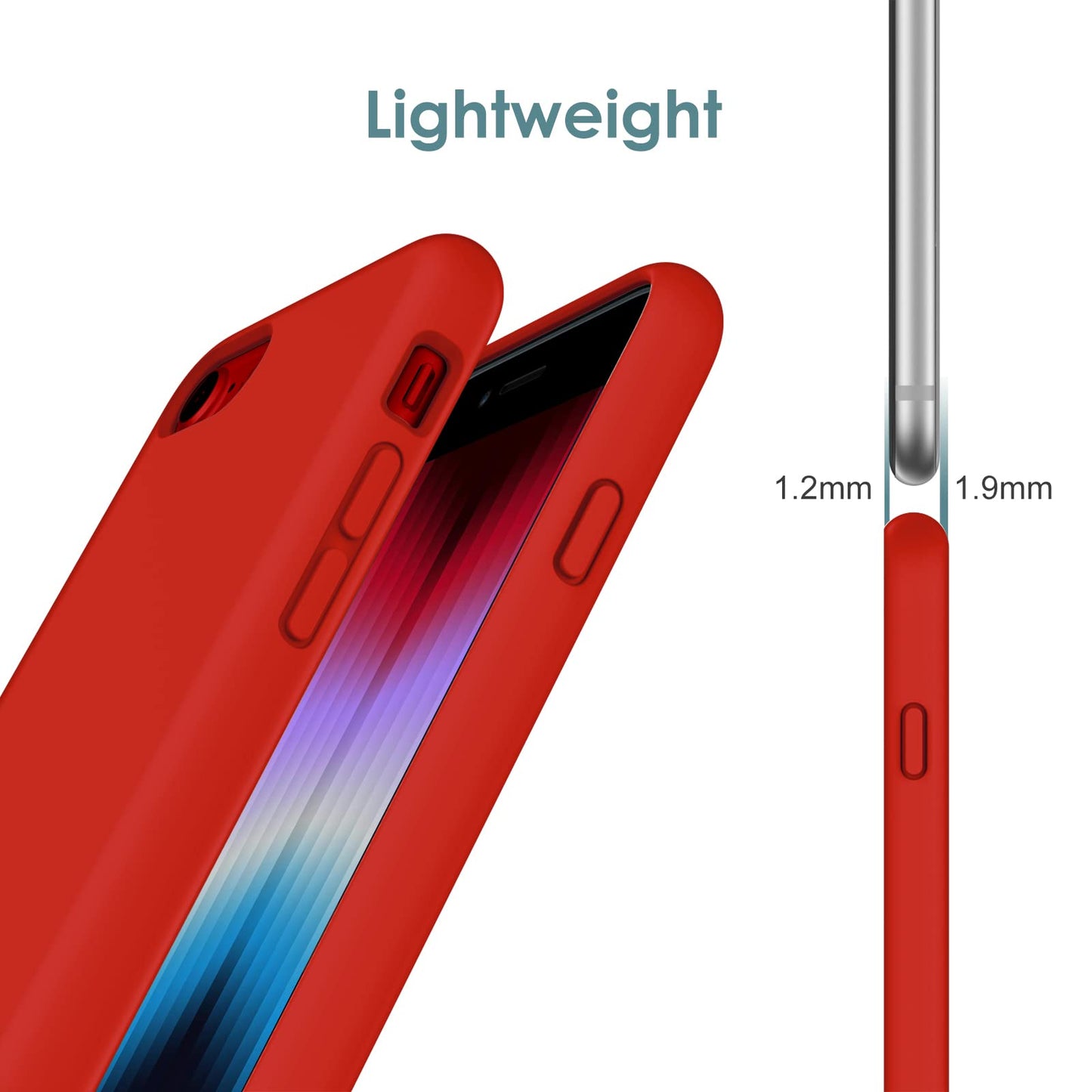Funda de Silicona para iPhone SE 2022/2020 4,7 Pulgadas, Carcasa Protectora con Tacto Suave y Sedoso, Cubierta a Prueba de Golpes con Forro de Microfibra (Negro)