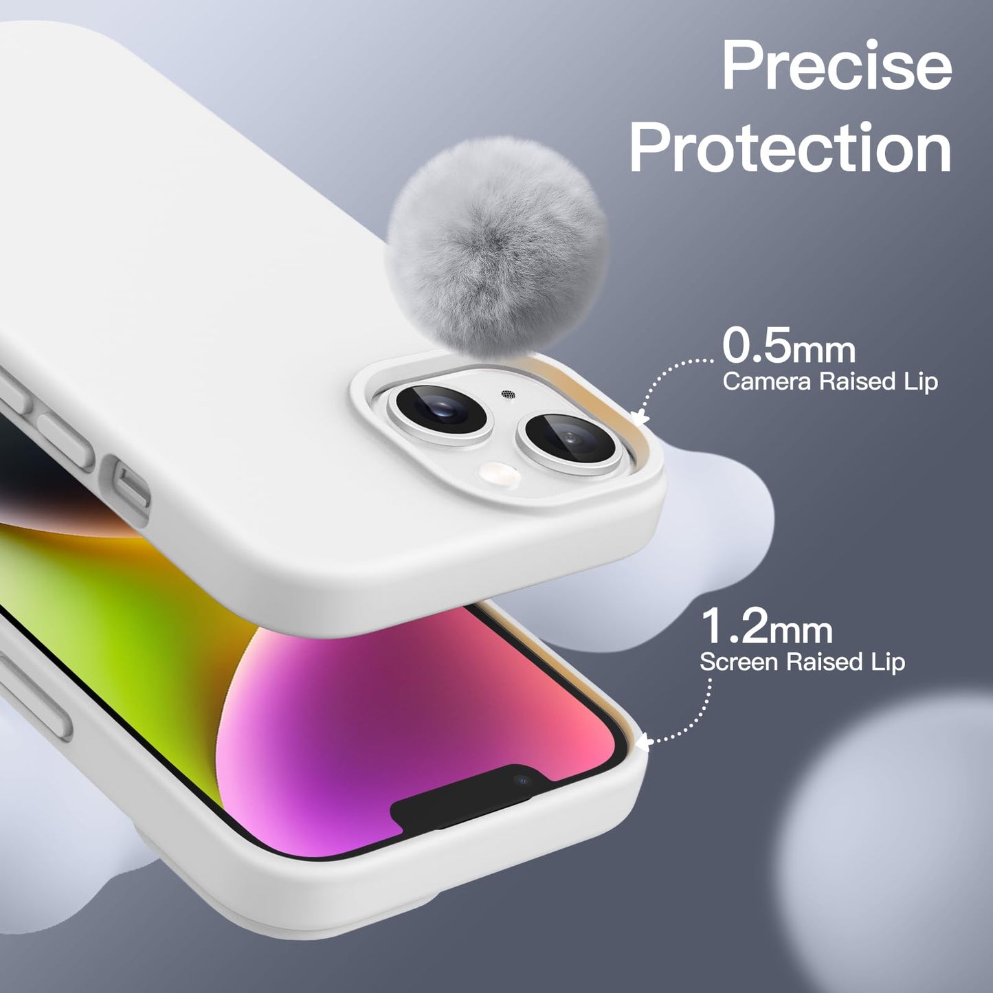Funda Silicona para iPhone 14 6,1 Pulgadas, Protectora de Cuerpo Completo con Tacto Suave y Sedoso, Antigolpes Carcasa con Forro de Microfibra (Negro)