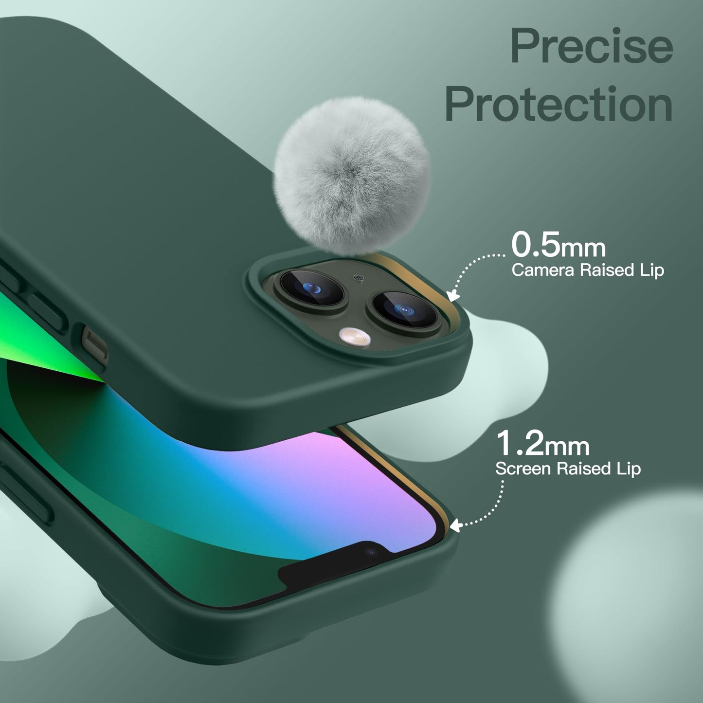 Funda Silicona para iPhone 13 6,1 Pulgadas, Protectora de Cuerpo Completo con Tacto Suave y Sedoso, Antigolpes Carcasa con Forro de Microfibra (Negro)