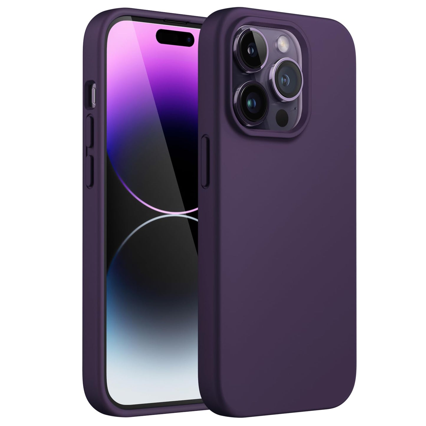 Funda Silicona para iPhone 14 Pro MAX 6.7 Pulgadas, Protectora de Cuerpo Completo con Tacto Suave y Sedoso, Antigolpes Carcasa con Forro de Microfibra (Negro)