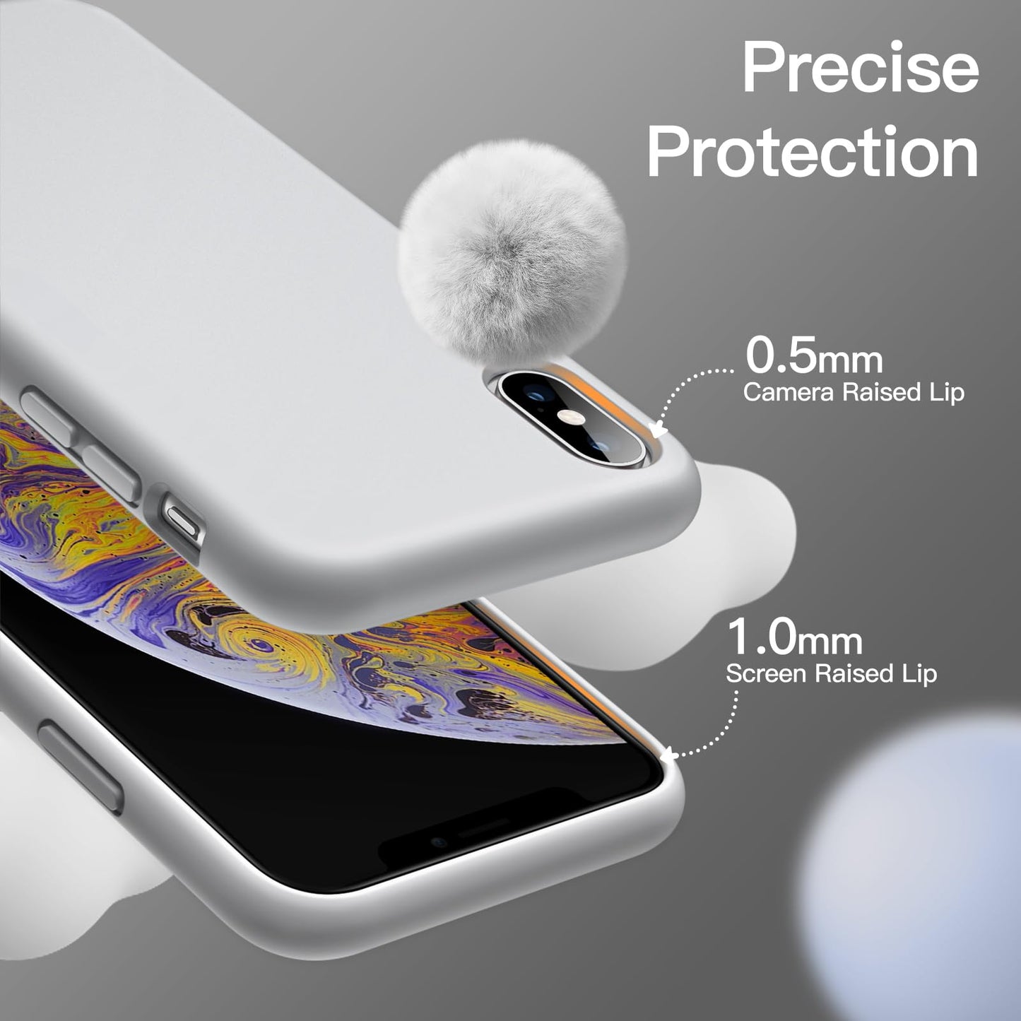 Funda de Silicona para iPhone X, iPhone XS, 5,8", Sedoso-Tacto Suave, Cubierta a Prueba de Golpes con Forro de Microfibra (Negro)