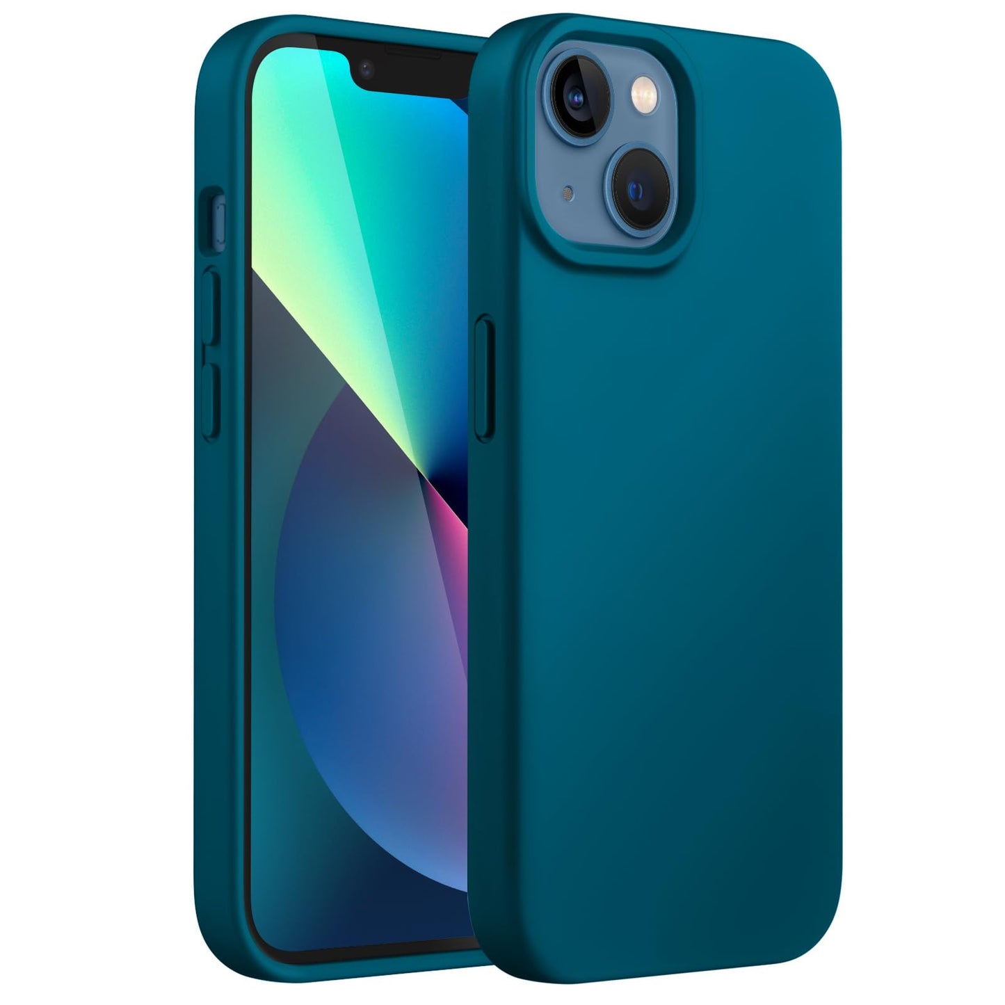 Funda Silicona para iPhone 13 6,1 Pulgadas, Protectora de Cuerpo Completo con Tacto Suave y Sedoso, Antigolpes Carcasa con Forro de Microfibra (Negro)