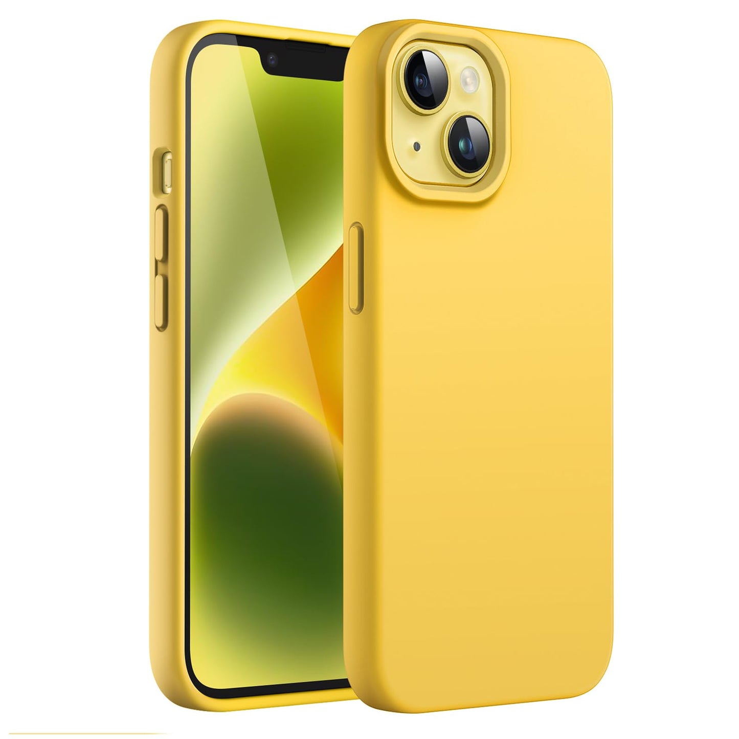 Funda Silicona para iPhone 14 6,1 Pulgadas, Protectora de Cuerpo Completo con Tacto Suave y Sedoso, Antigolpes Carcasa con Forro de Microfibra (Negro)