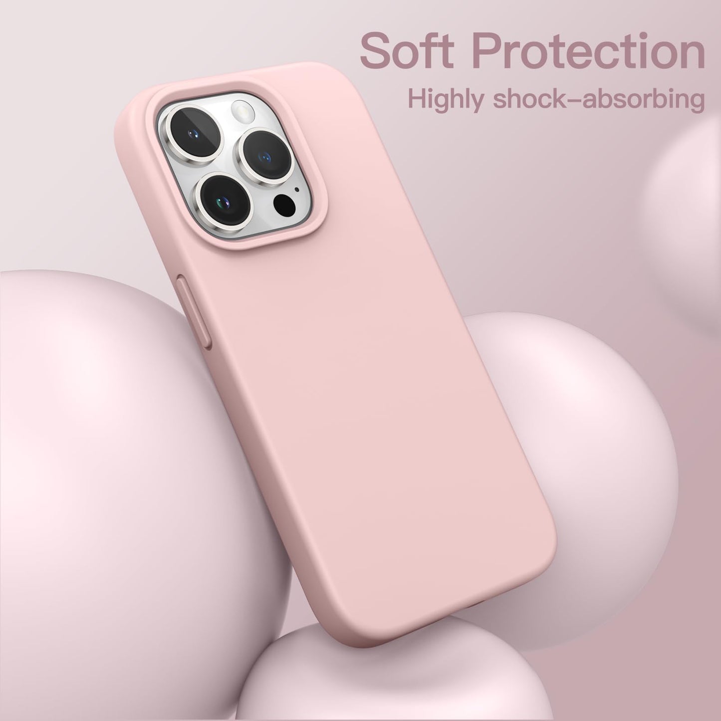 Funda Silicona para iPhone 15 Pro MAX 6.7 Pulgadas, Protectora de Cuerpo Completo con Tacto Suave y Sedoso, Antigolpes Carcasa (Negro)