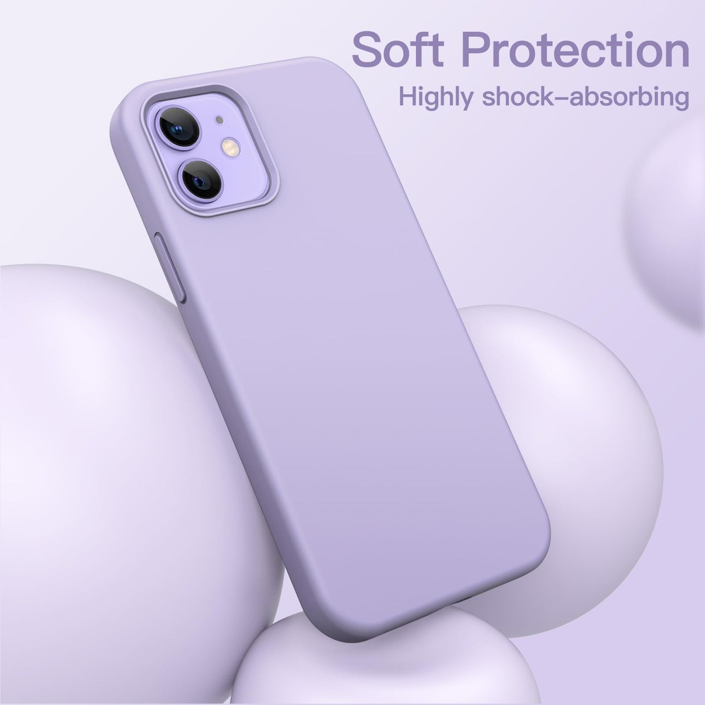 Funda Silicona para iPhone 12/12 Pro 6.1 Pulgadas, Protectora de Cuerpo Completo con Tacto Suave y Sedoso, Antigolpes Carcasa con Forro de Microfibra (Negro)