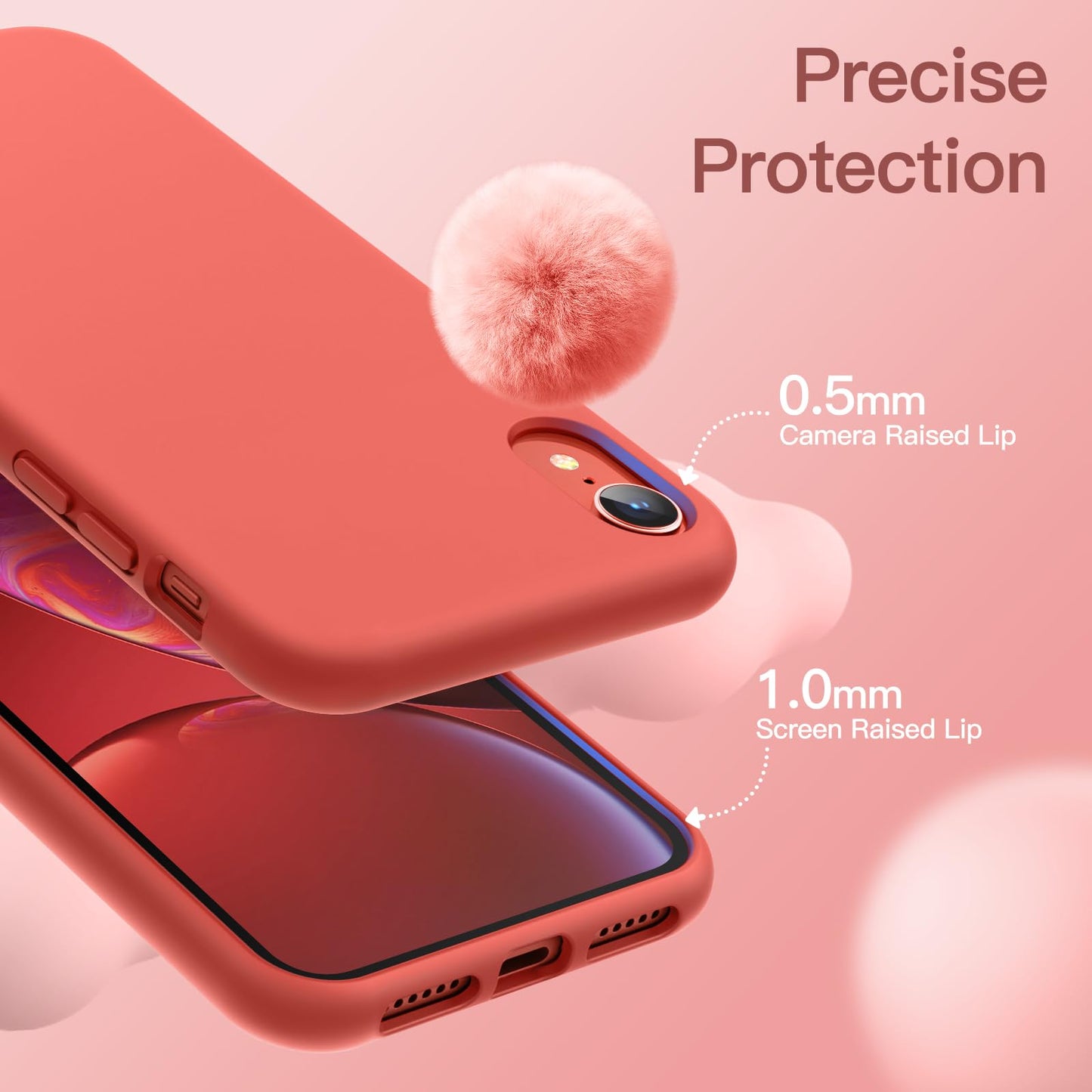 Funda de Silicona para iPhone XR, 6,1", Sedoso-Tacto Suave, Cubierta a Prueba de Golpes con Forro de Microfibra (Negro)
