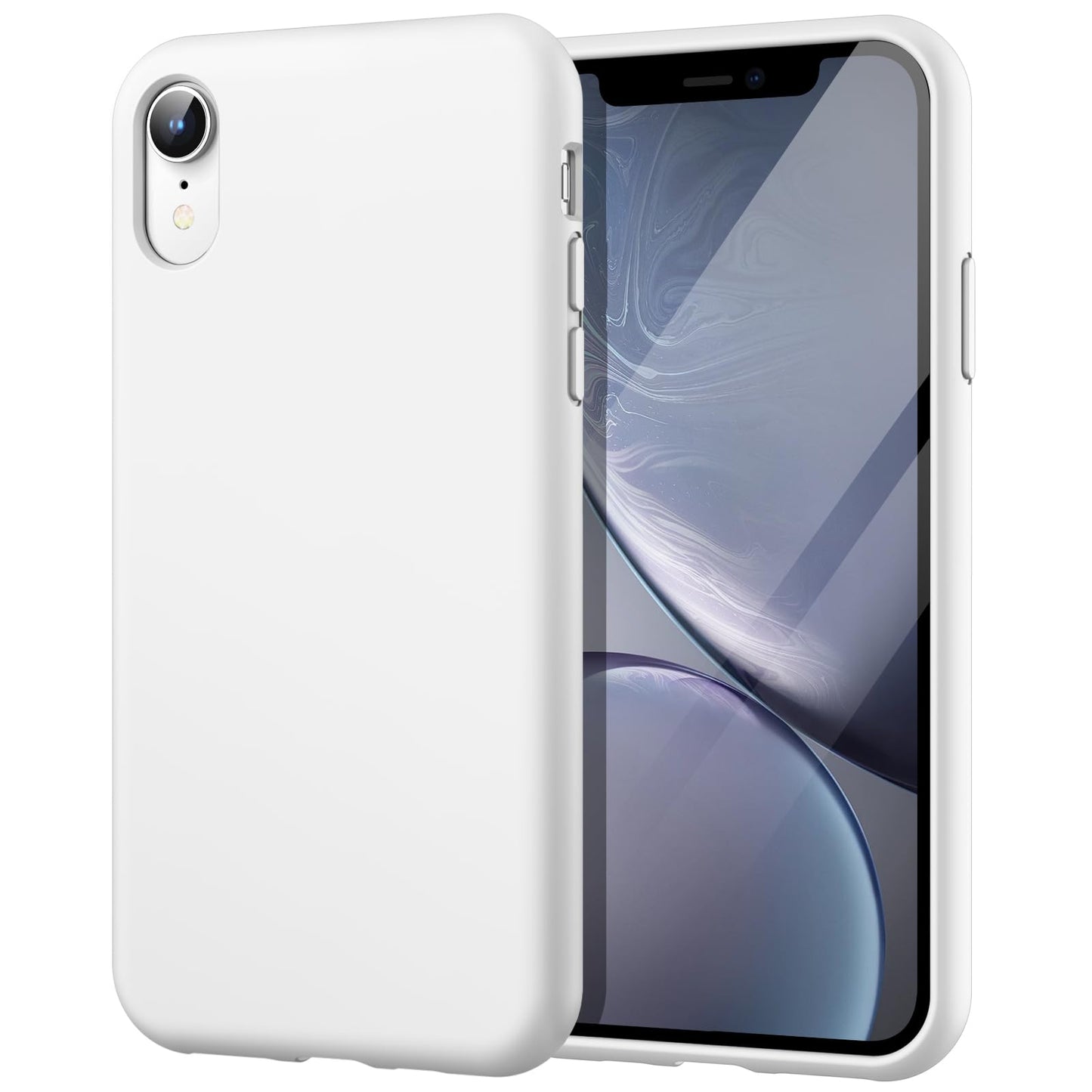 Funda de Silicona para iPhone XR, 6,1", Sedoso-Tacto Suave, Cubierta a Prueba de Golpes con Forro de Microfibra (Negro)