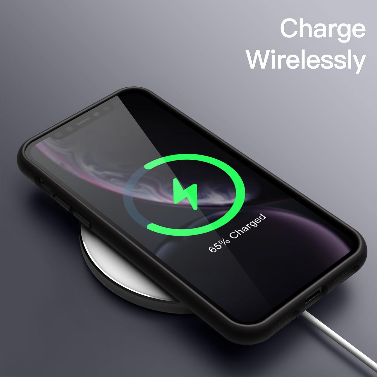 Funda de Silicona para iPhone XR, 6,1", Sedoso-Tacto Suave, Cubierta a Prueba de Golpes con Forro de Microfibra (Negro)