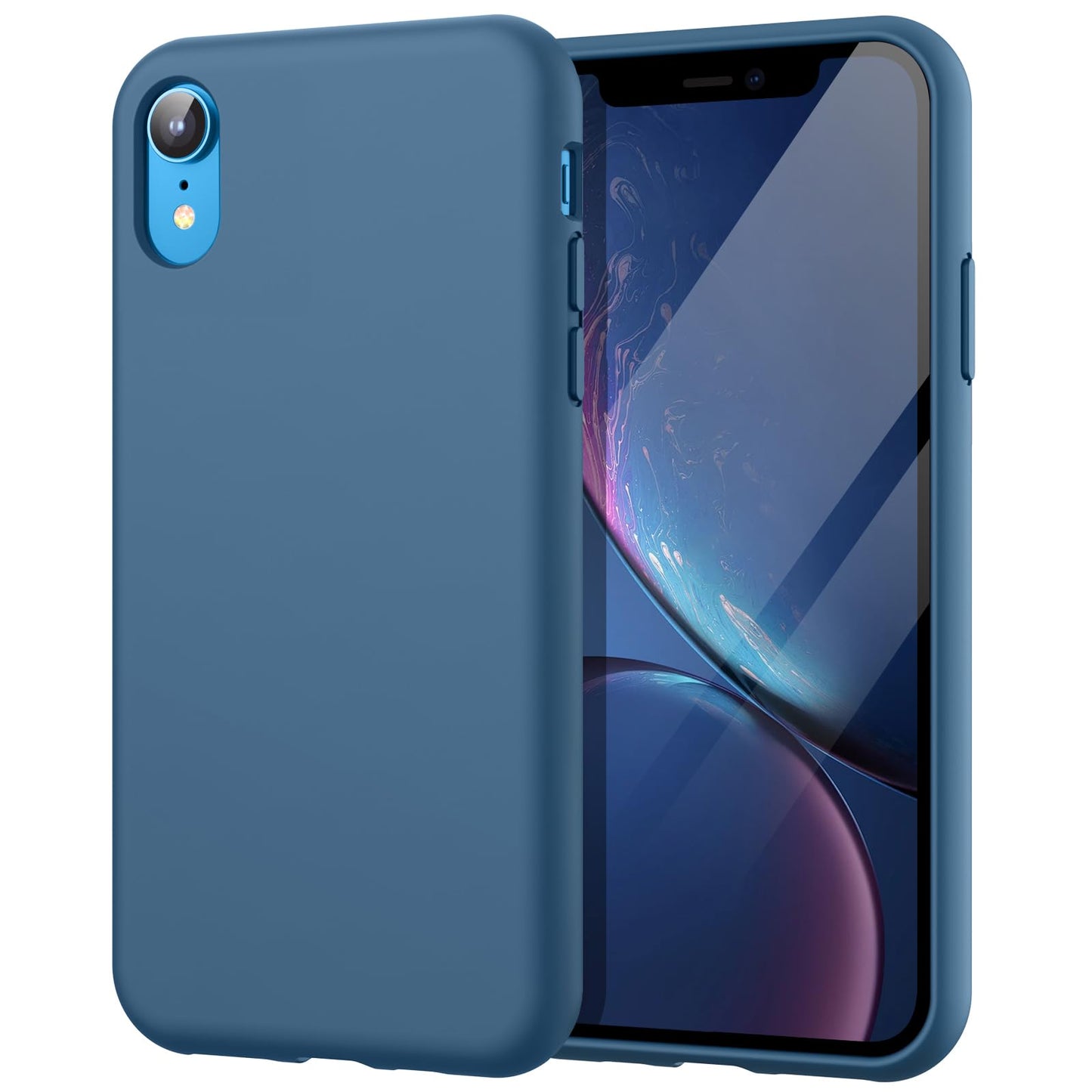 Funda de Silicona para iPhone XR, 6,1", Sedoso-Tacto Suave, Cubierta a Prueba de Golpes con Forro de Microfibra (Negro)