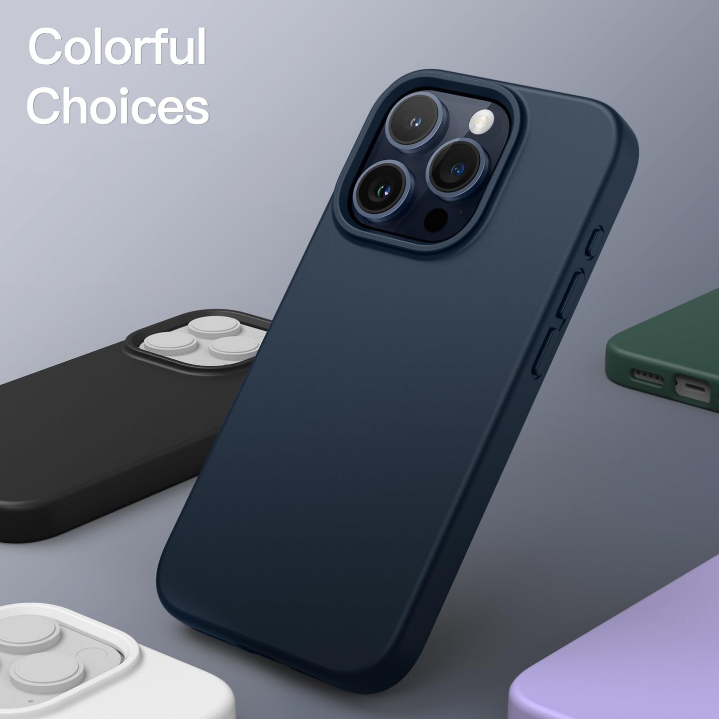 Funda Silicona para iPhone 15 Pro MAX 6.7 Pulgadas, Protectora de Cuerpo Completo con Tacto Suave y Sedoso, Antigolpes Carcasa (Negro)