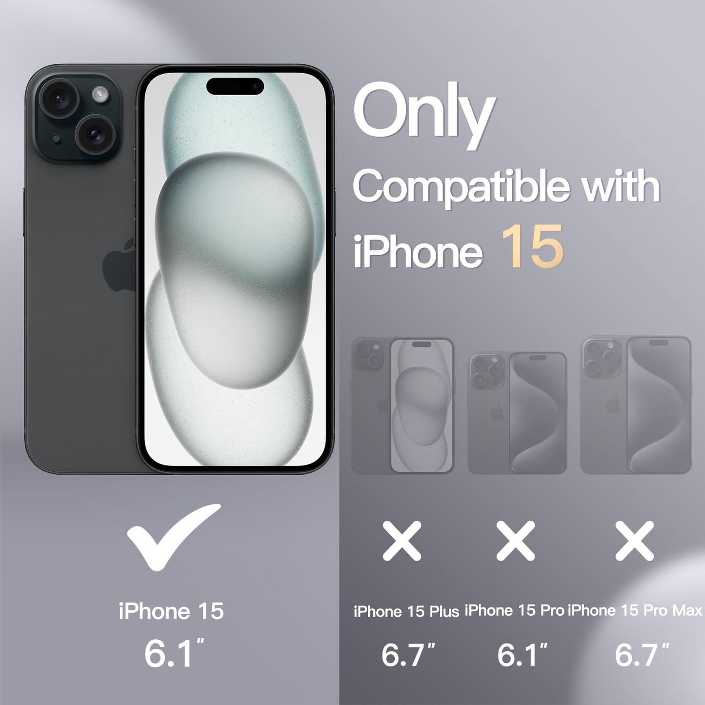 Funda Silicona para iPhone 15 6.1 Pulgadas, Protectora de Cuerpo Completo con Tacto Suave y Sedoso, Antigolpes Carcasa (Negro)