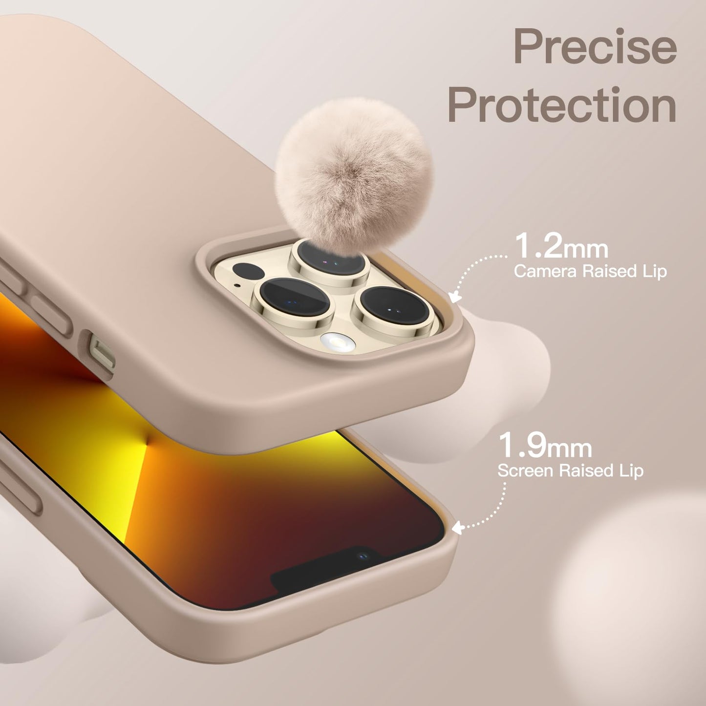 Funda Silicona para iPhone 13 Pro 6,1 Pulgadas, Protectora de Cuerpo Completo con Tacto Suave y Sedoso, Antigolpes Carcasa con Forro de Microfibra (Negro)
