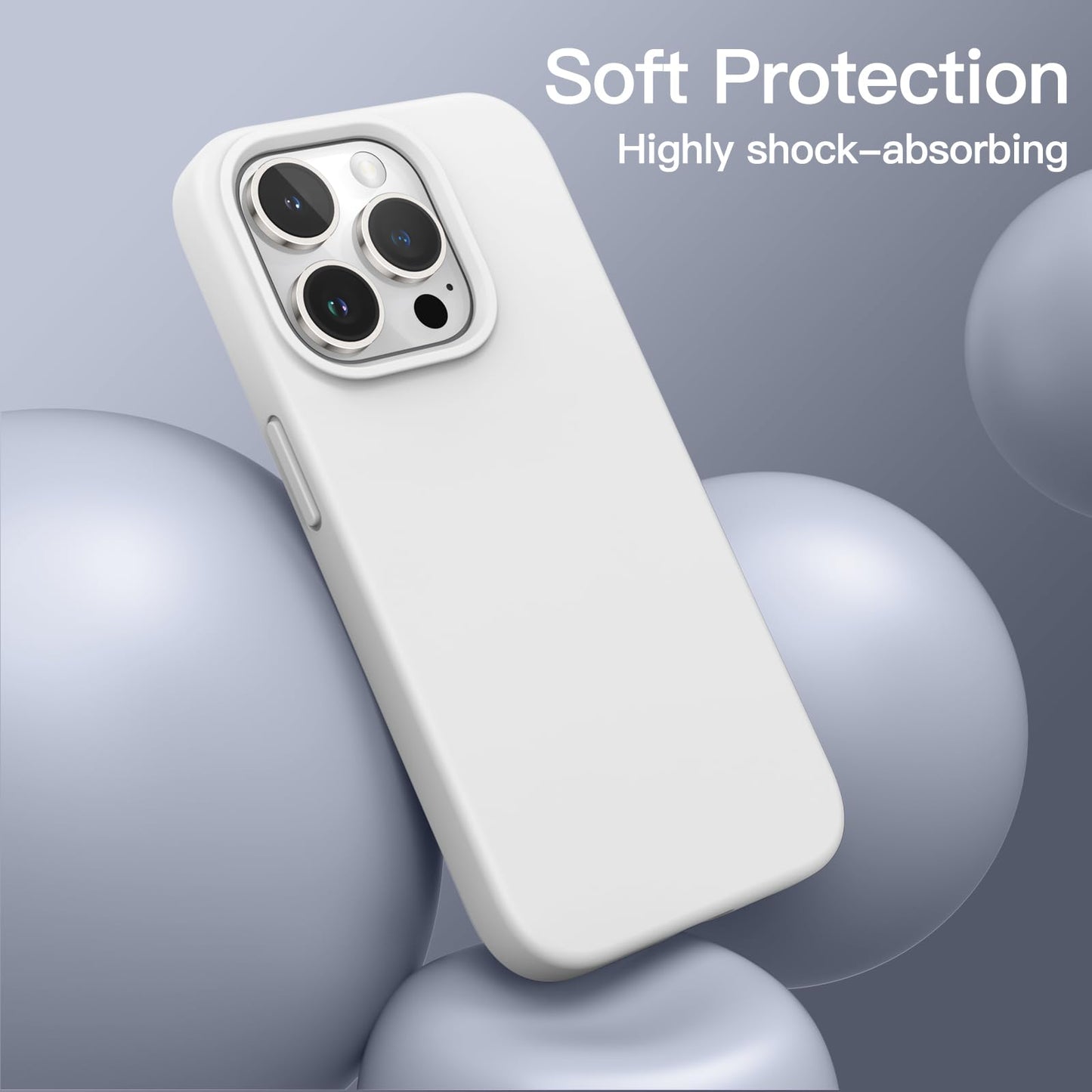 Funda Silicona para iPhone 15 Pro MAX 6.7 Pulgadas, Protectora de Cuerpo Completo con Tacto Suave y Sedoso, Antigolpes Carcasa (Negro)