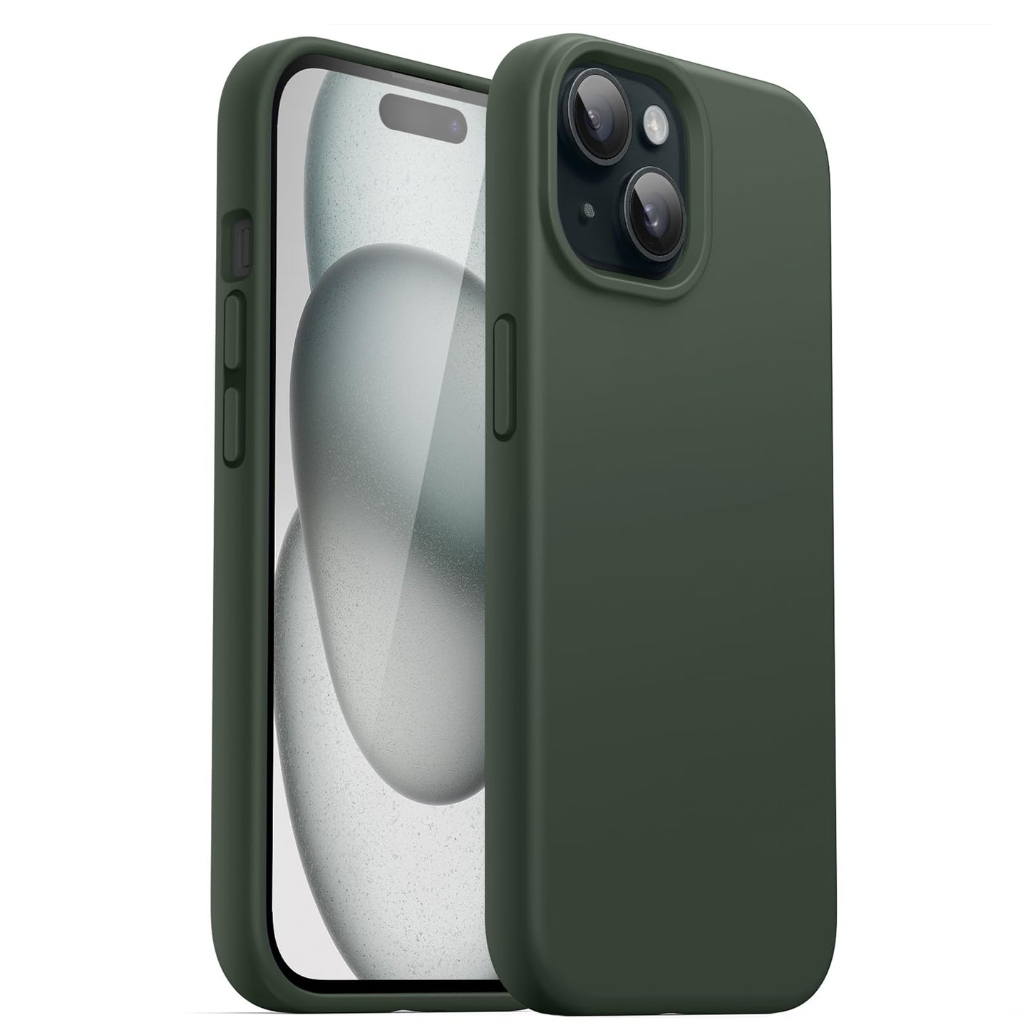 Funda Silicona para iPhone 15 6.1 Pulgadas, Protectora de Cuerpo Completo con Tacto Suave y Sedoso, Antigolpes Carcasa (Negro)
