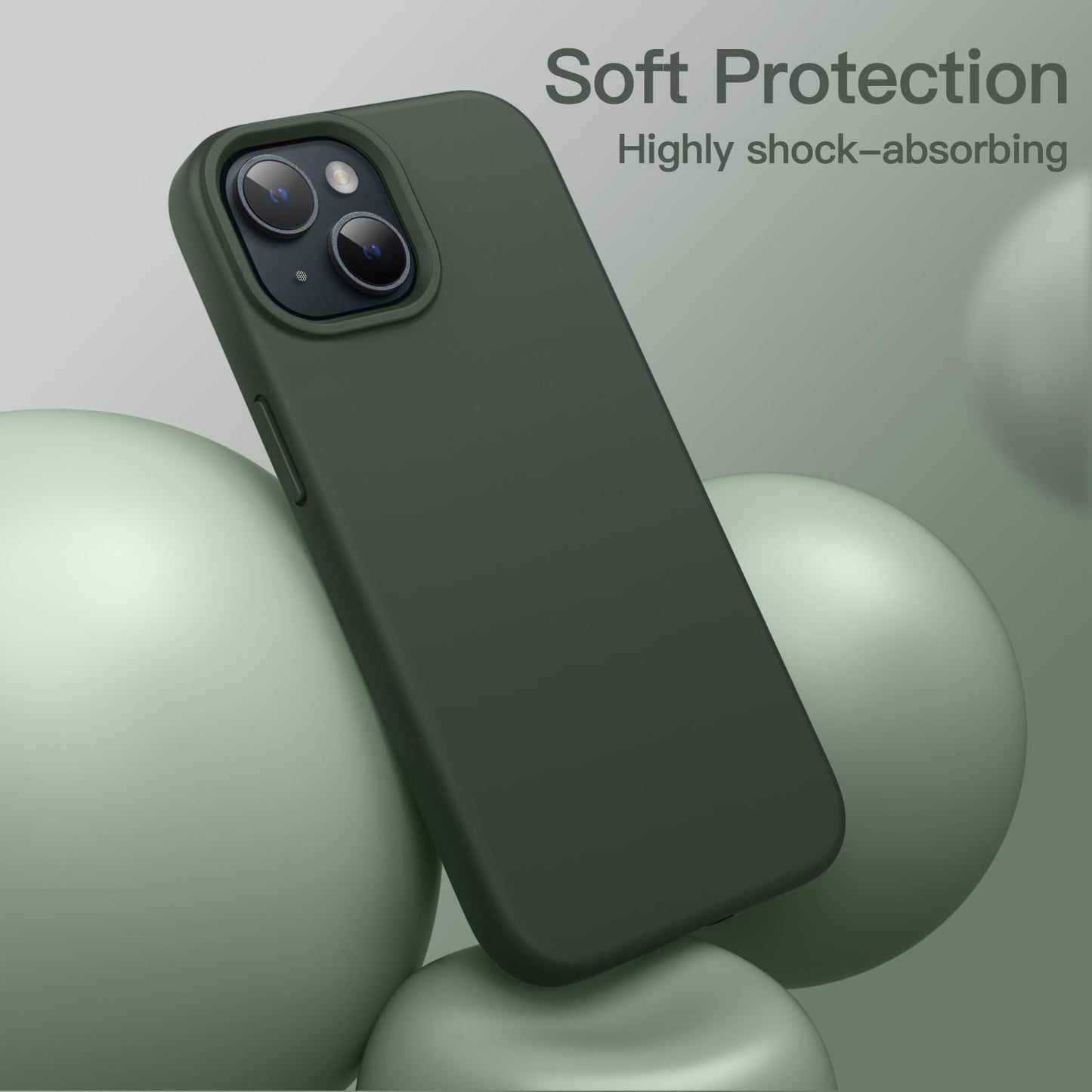 Funda Silicona para iPhone 15 6.1 Pulgadas, Protectora de Cuerpo Completo con Tacto Suave y Sedoso, Antigolpes Carcasa (Negro)