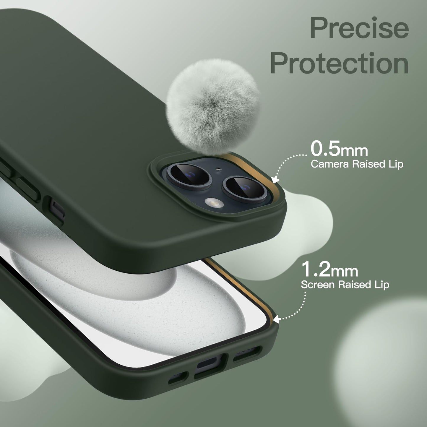 Funda Silicona para iPhone 15 6.1 Pulgadas, Protectora de Cuerpo Completo con Tacto Suave y Sedoso, Antigolpes Carcasa (Negro)