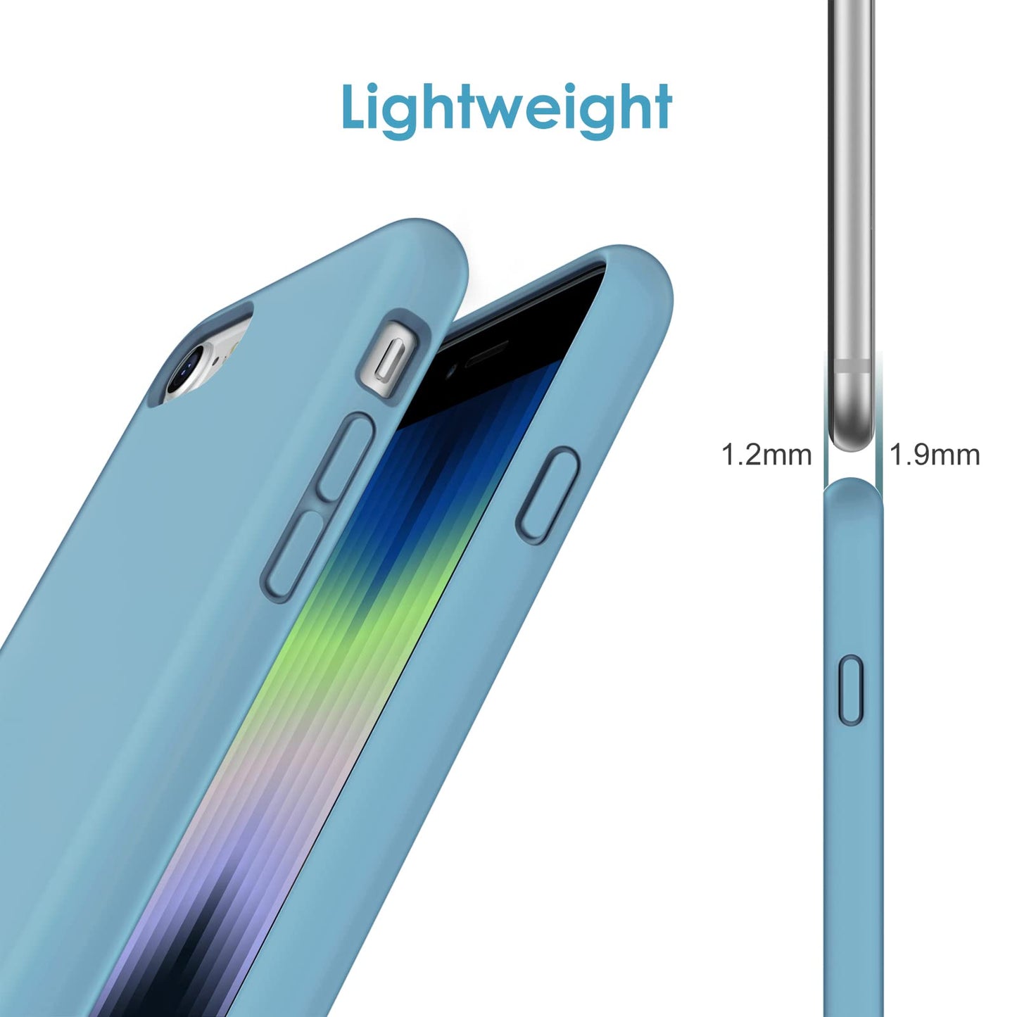Funda de Silicona para iPhone SE 2022/2020 4,7 Pulgadas, Carcasa Protectora con Tacto Suave y Sedoso, Cubierta a Prueba de Golpes con Forro de Microfibra (Negro)