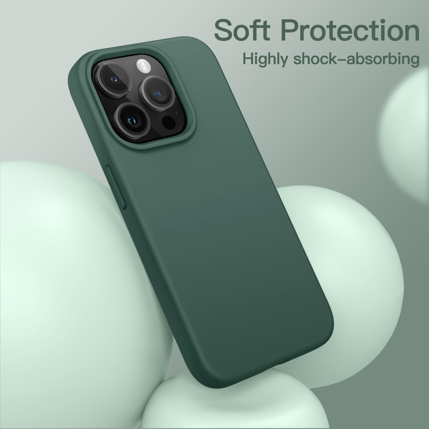 Funda Silicona para iPhone 14 Pro 6.1 Pulgadas, Protectora de Cuerpo Completo con Tacto Suave y Sedoso, Antigolpes Carcasa con Forro de Microfibra (Negro)