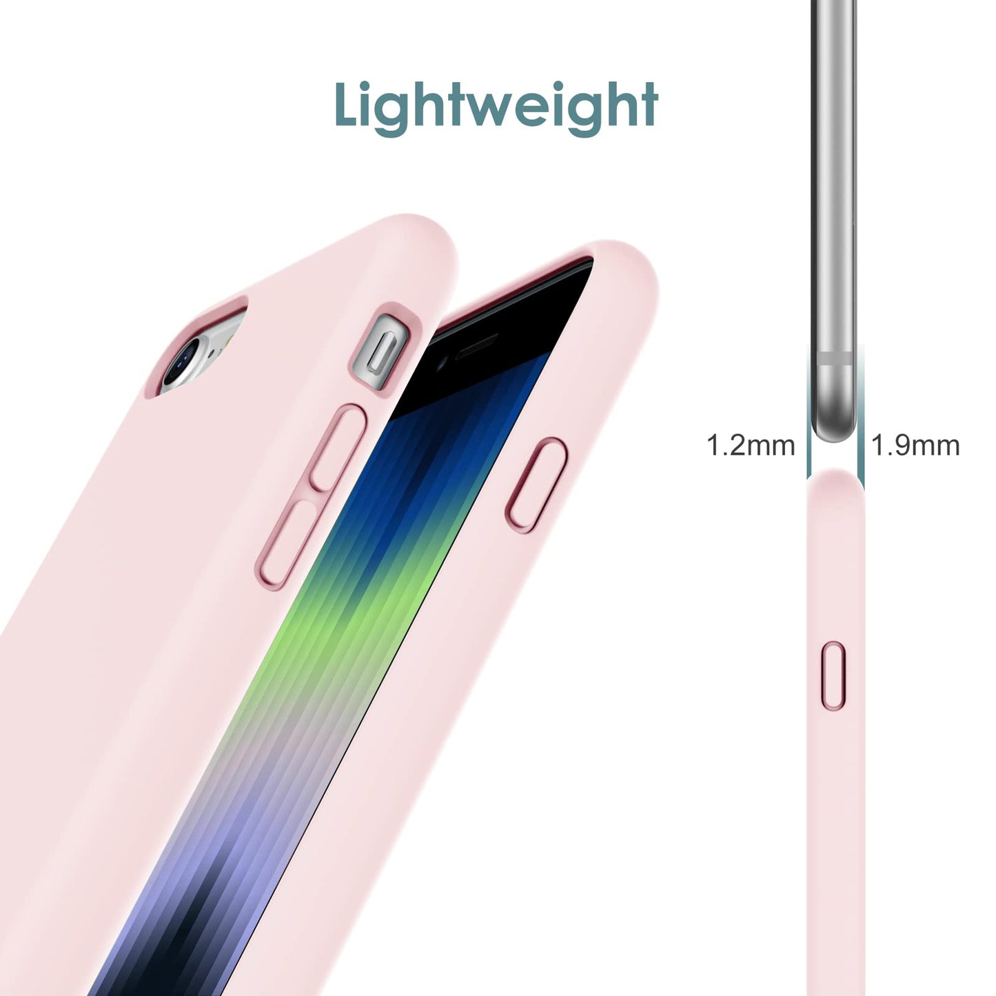 Funda de Silicona para iPhone SE 2022/2020 4,7 Pulgadas, Carcasa Protectora con Tacto Suave y Sedoso, Cubierta a Prueba de Golpes con Forro de Microfibra (Negro)