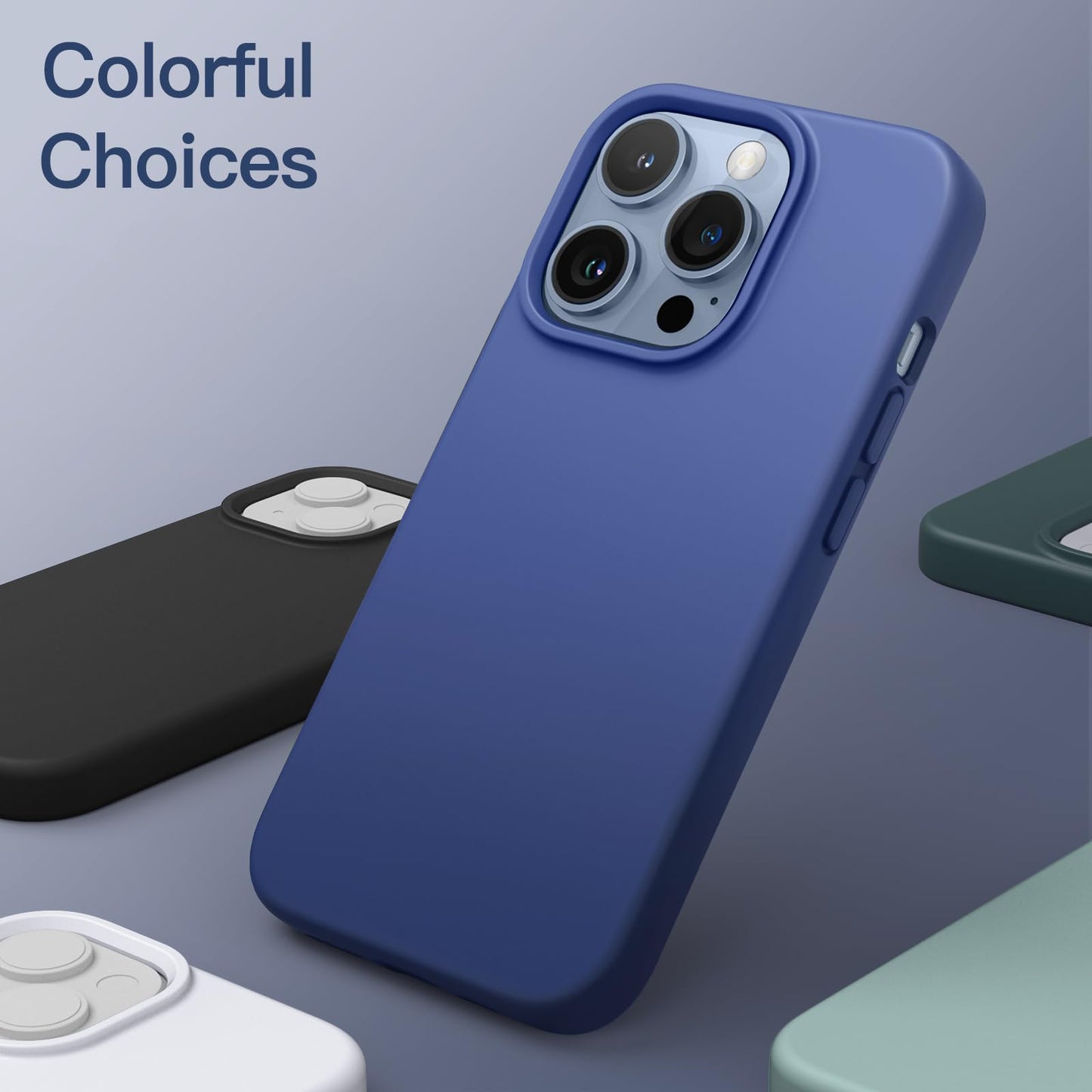 Funda Silicona para iPhone 13 Pro 6,1 Pulgadas, Protectora de Cuerpo Completo con Tacto Suave y Sedoso, Antigolpes Carcasa con Forro de Microfibra (Negro)