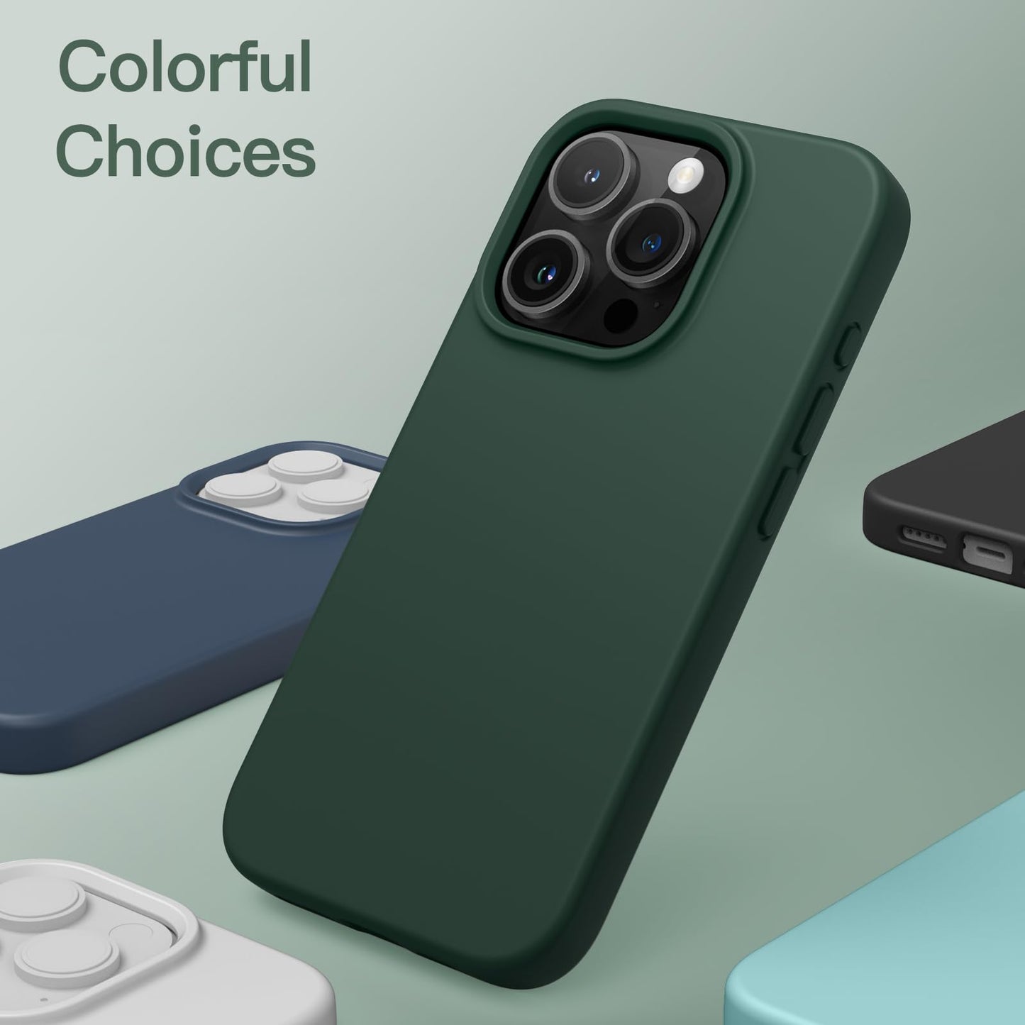 Funda Silicona para iPhone 15 Pro MAX 6.7 Pulgadas, Protectora de Cuerpo Completo con Tacto Suave y Sedoso, Antigolpes Carcasa (Negro)