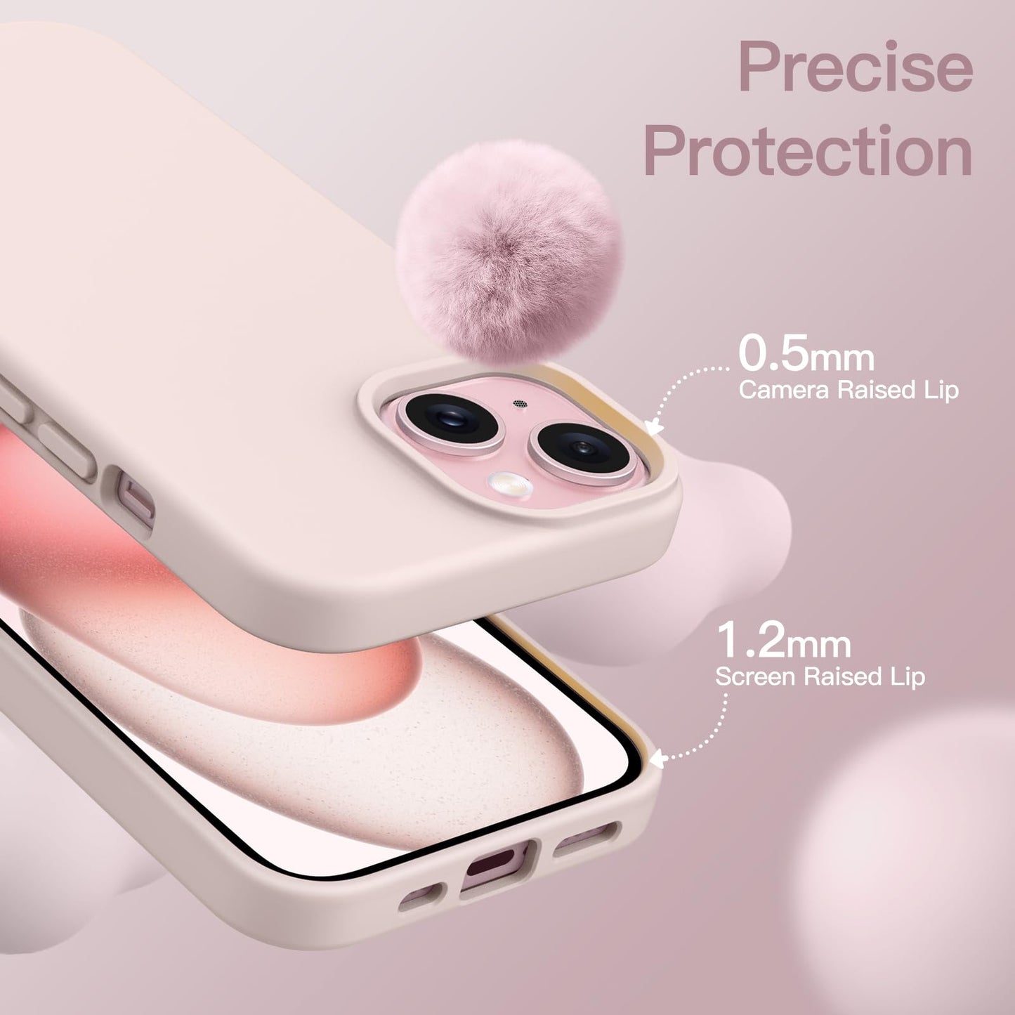 Funda Silicona para iPhone 15 6.1 Pulgadas, Protectora de Cuerpo Completo con Tacto Suave y Sedoso, Antigolpes Carcasa (Negro)