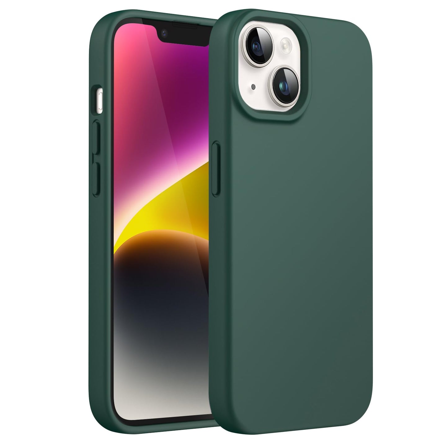Funda Silicona para iPhone 14 6,1 Pulgadas, Protectora de Cuerpo Completo con Tacto Suave y Sedoso, Antigolpes Carcasa con Forro de Microfibra (Negro)