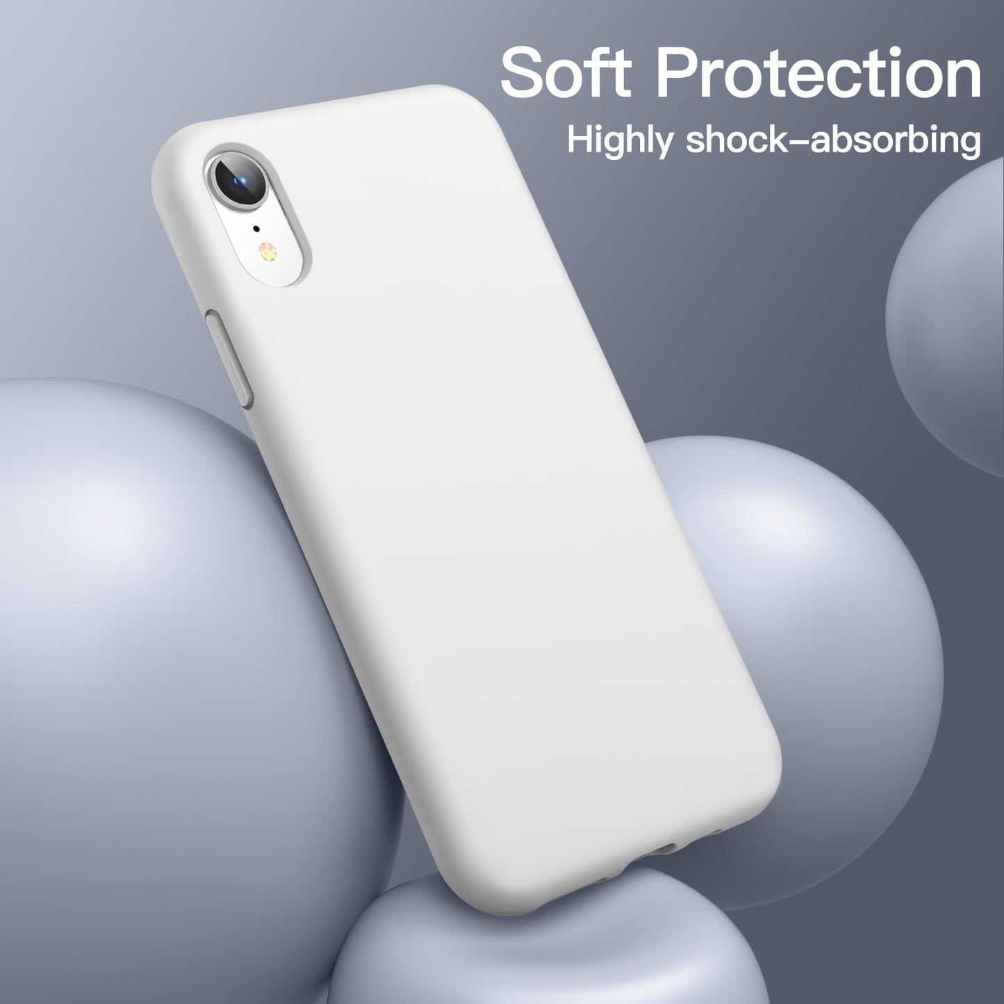 Funda de Silicona para iPhone XR, 6,1", Sedoso-Tacto Suave, Cubierta a Prueba de Golpes con Forro de Microfibra (Negro)